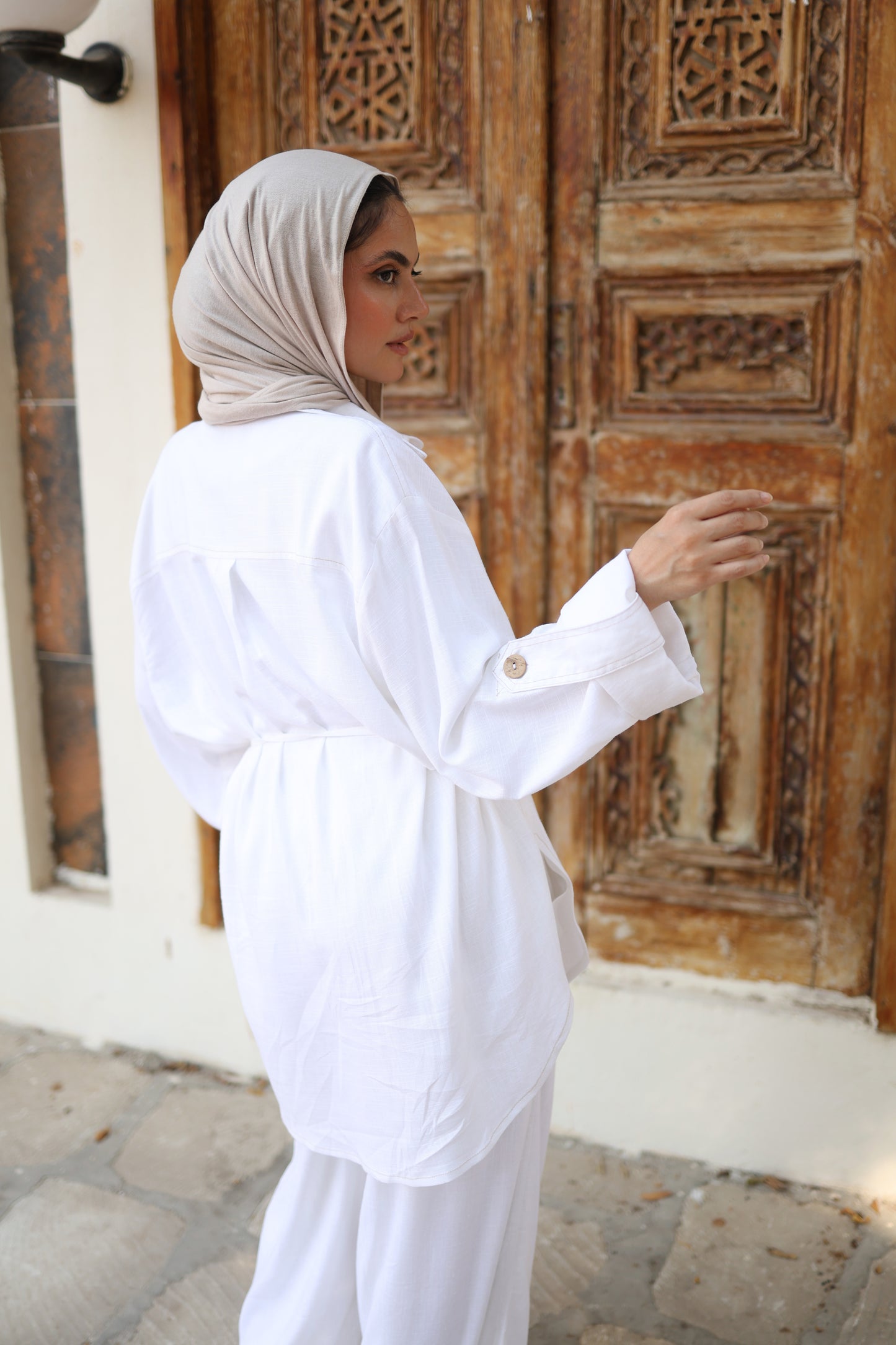 Pockets Linen Shirt in White