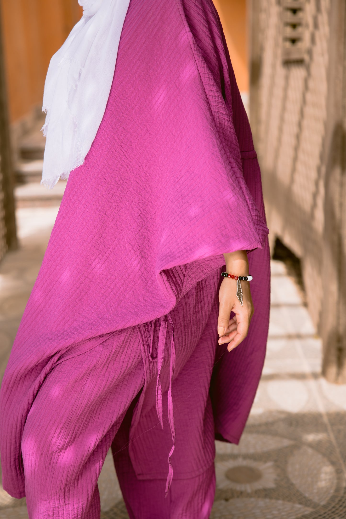 Puffy Sleeves Pleated Set in Mulberry