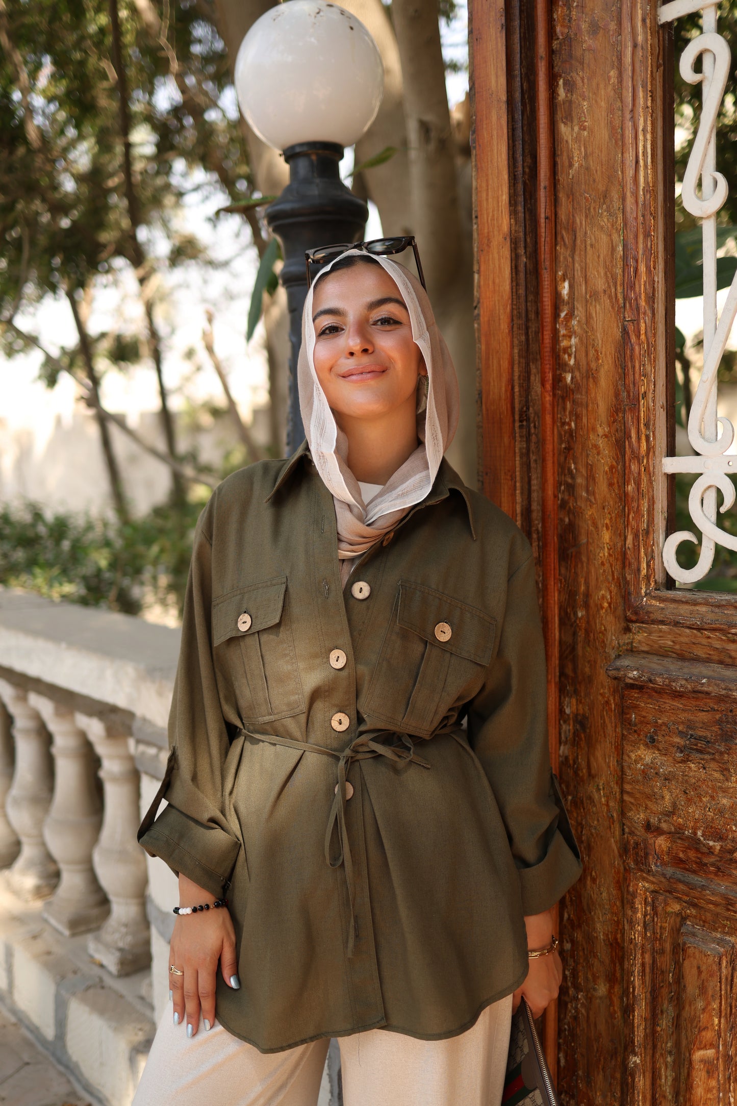 Linen Pockets Shirt in Olive