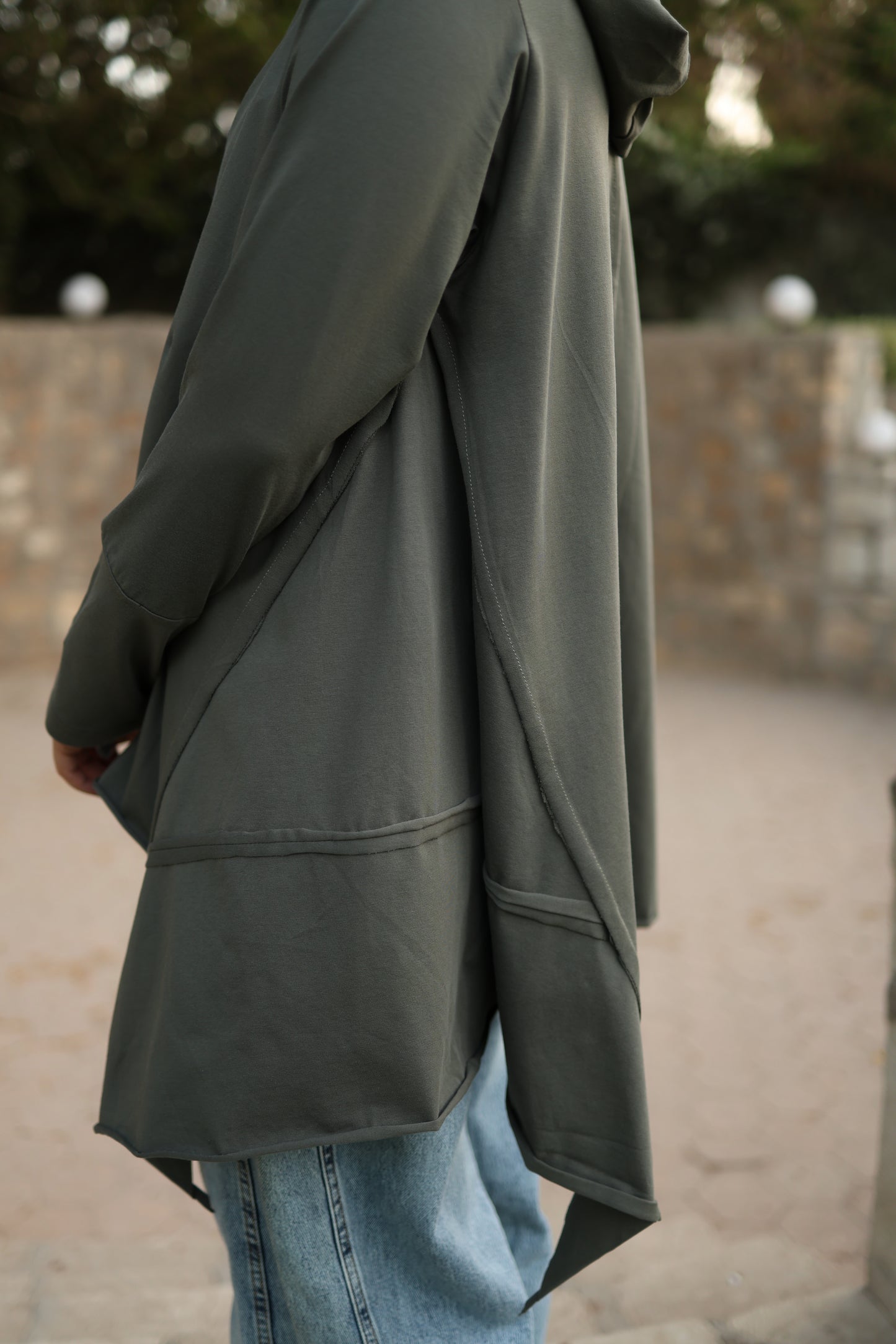 Stitches Side Hoodie Top in Olive