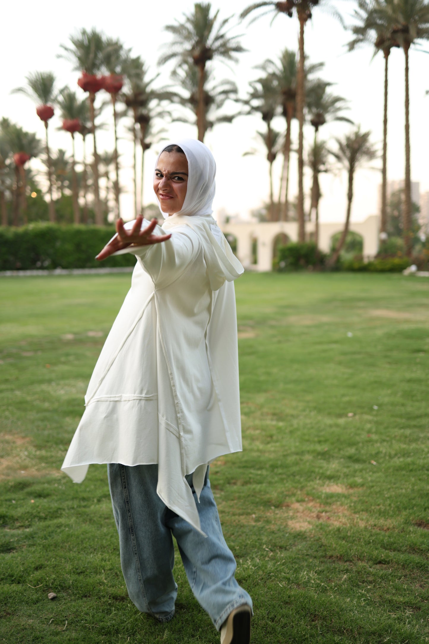 Stitches Side Cotton Top in White