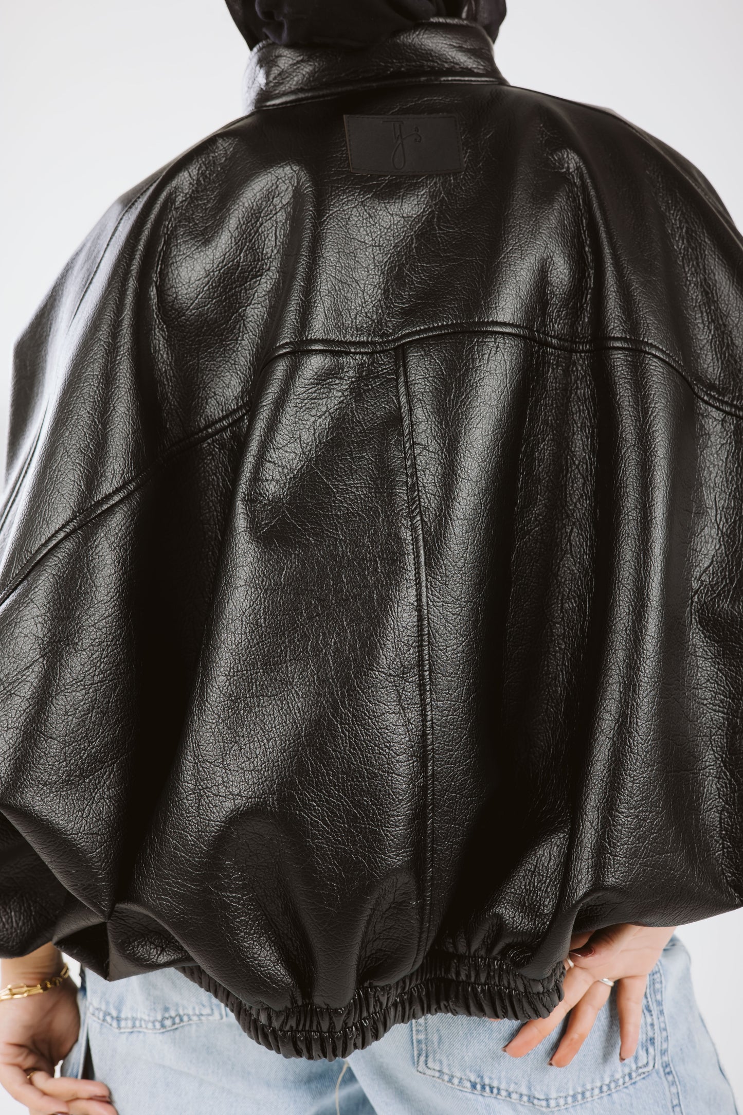 Oversized Leather Jacket in Black
