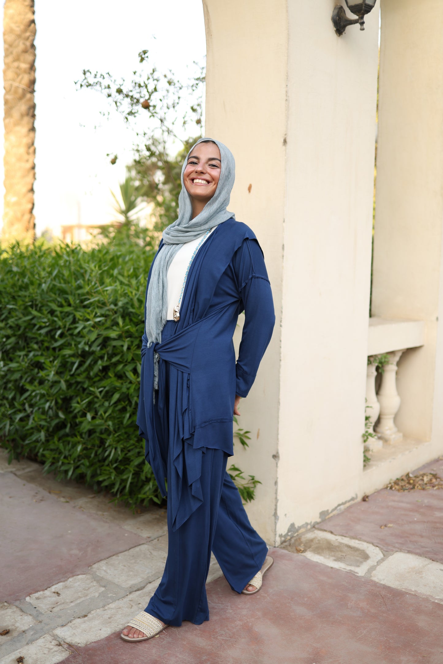Asymmetrical Wrap Set in Navy Blue