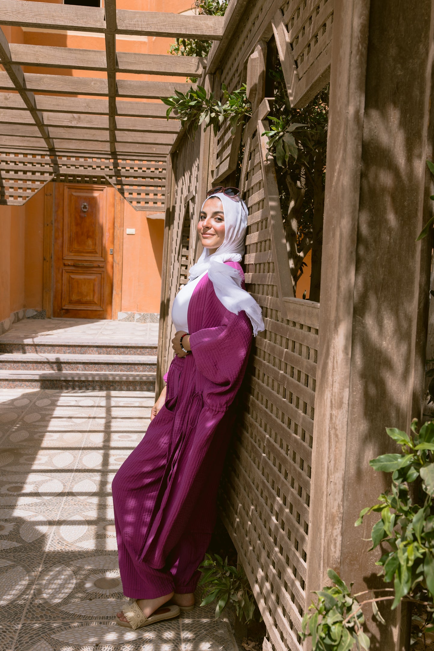Puffy Sleeves Pleated Set in Mulberry