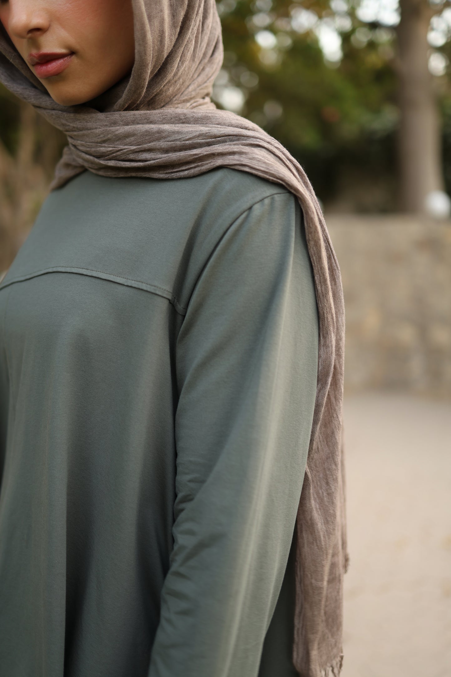 Long Side Cotton Top in Olive