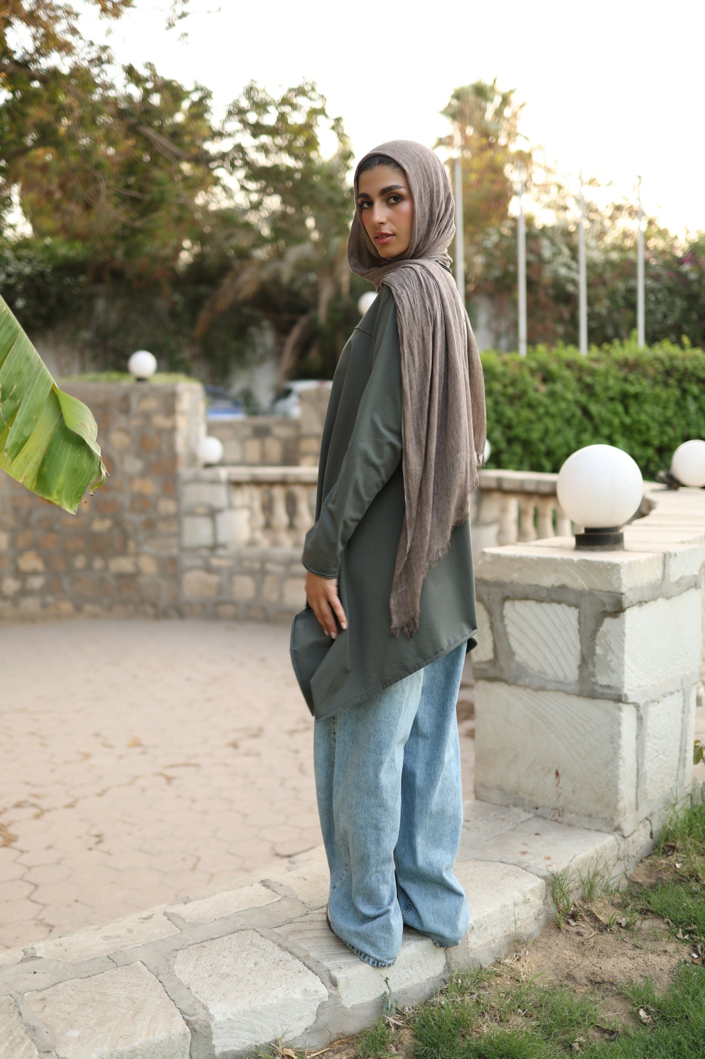 Long Side Cotton Top in Olive
