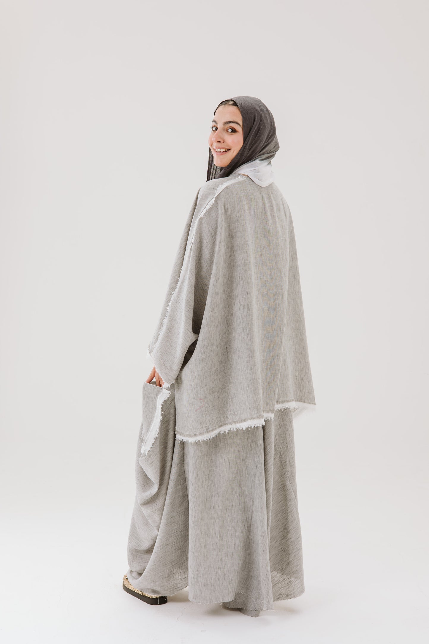 Linen High Low Top In Grey