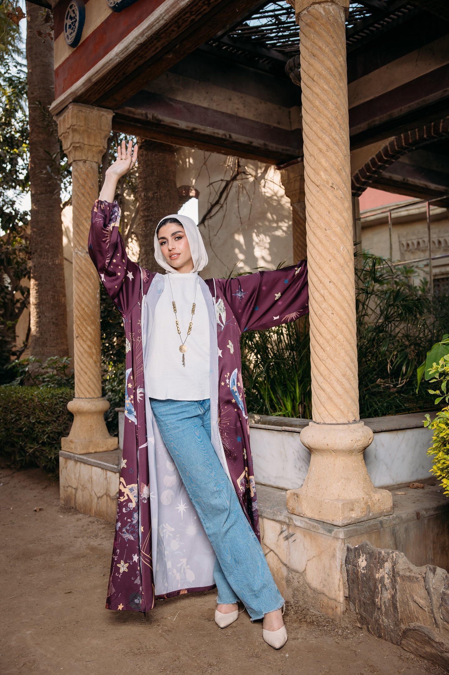 Nojoom puffy sleeves kimono