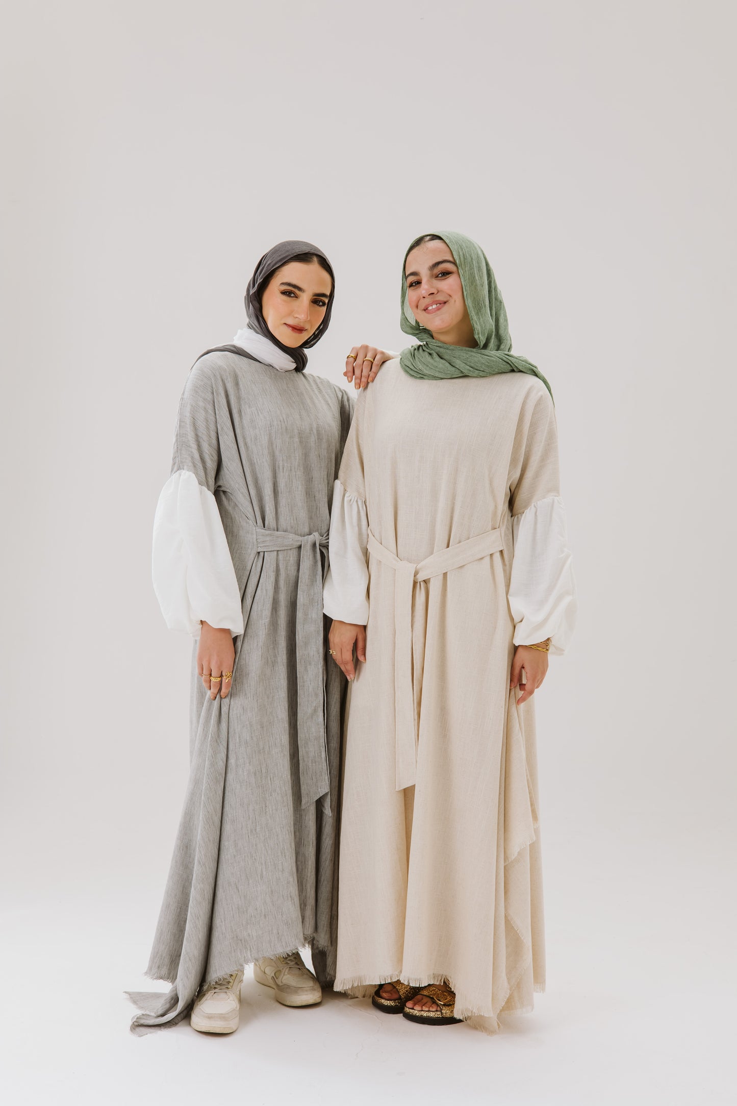 Asymmetrical Linen Wrap Dress in Beige