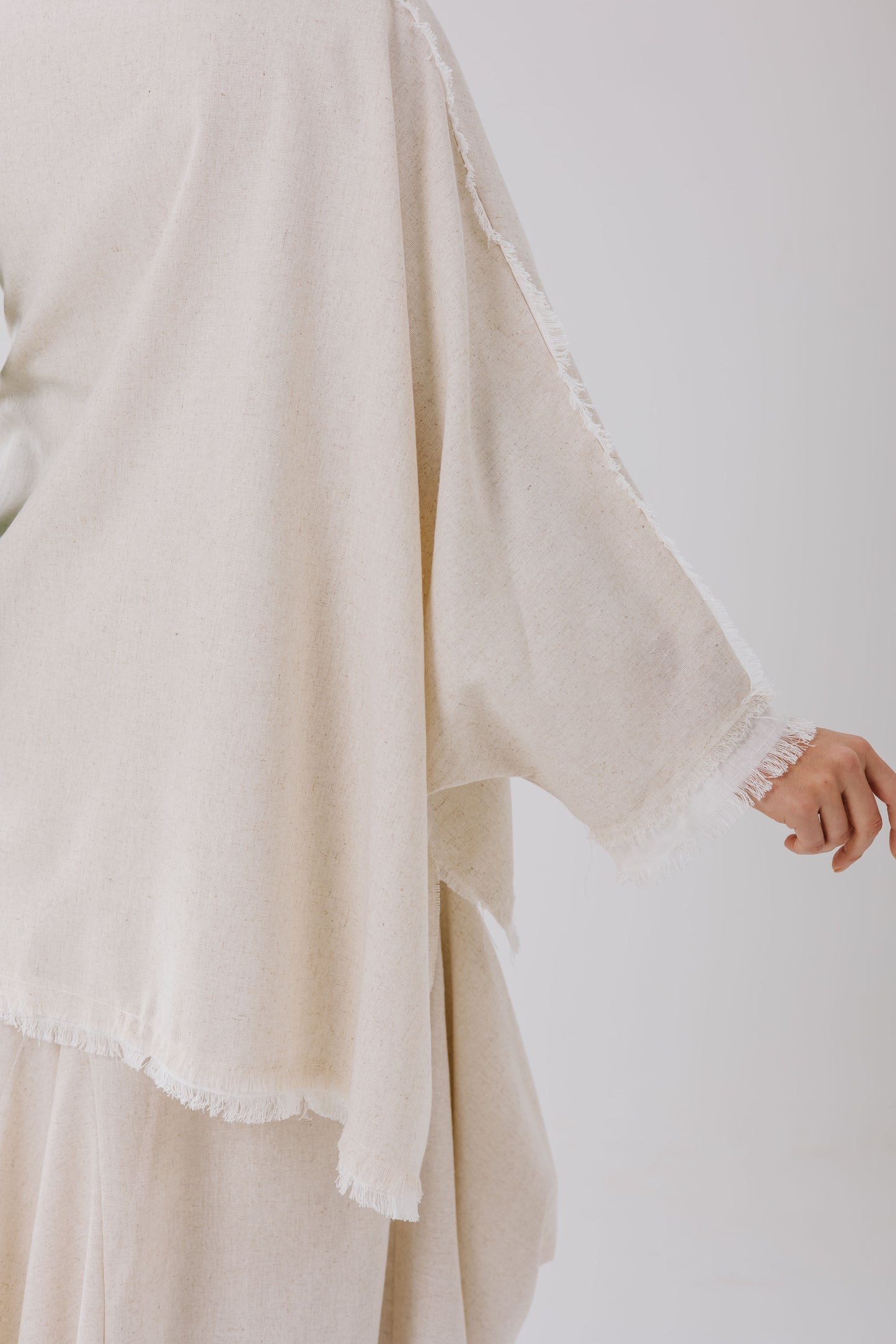 Linen oversized High Low Linen Top in Beige