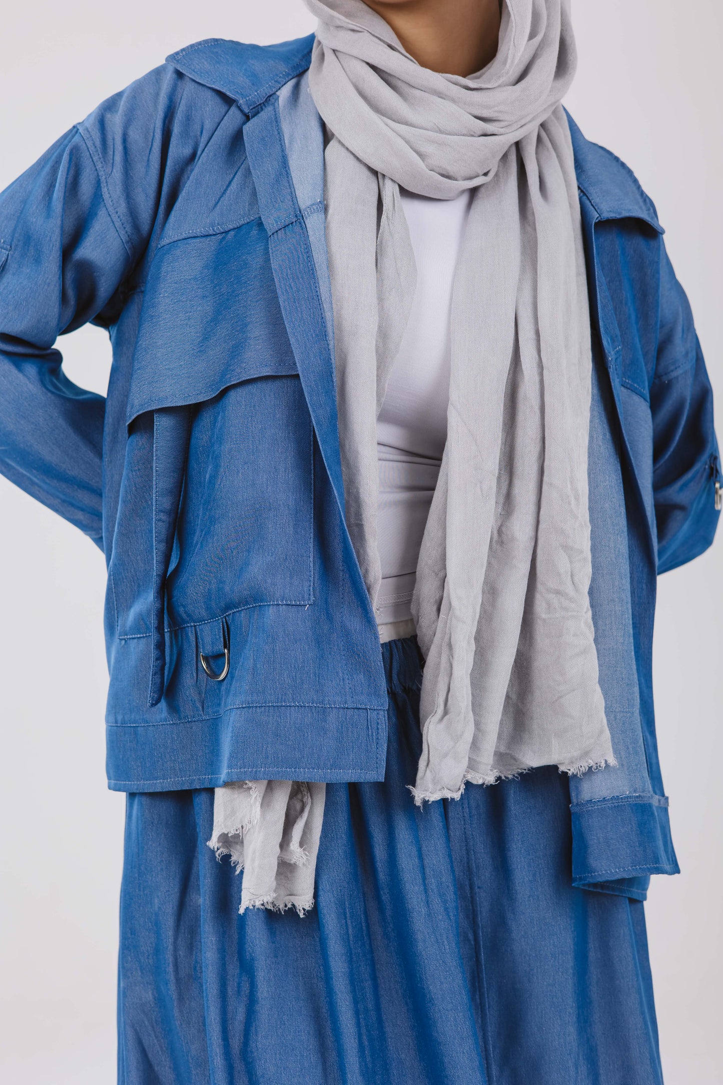 Parachute Skirt Set in Denim Blue