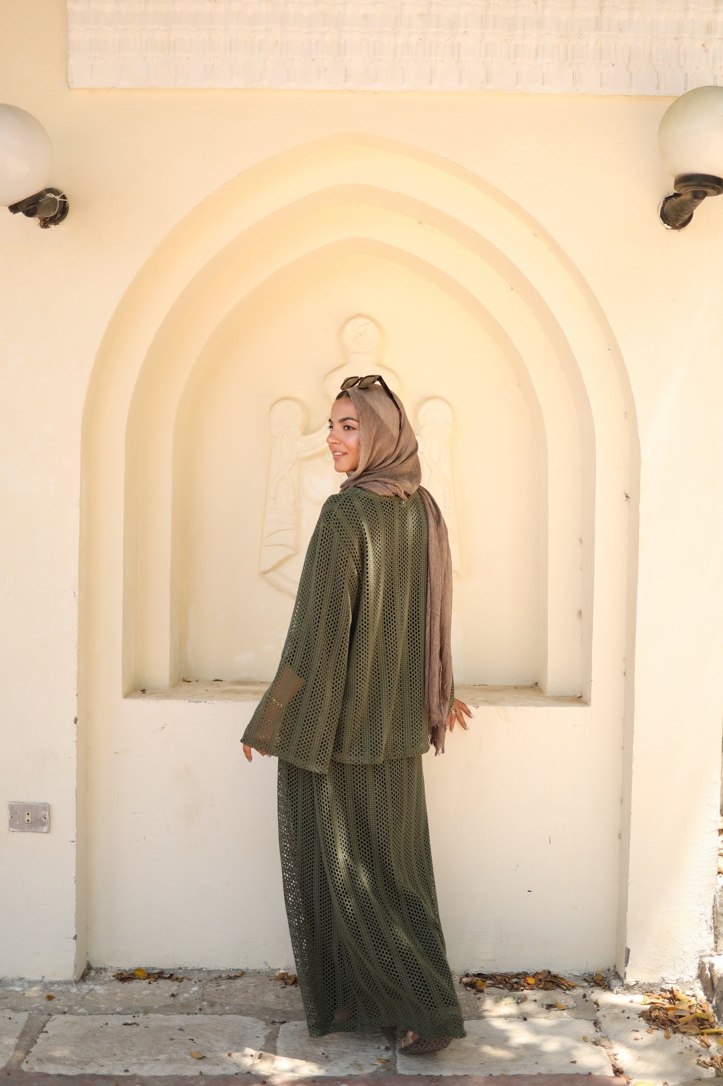 Knittned Skirt Set in Olive