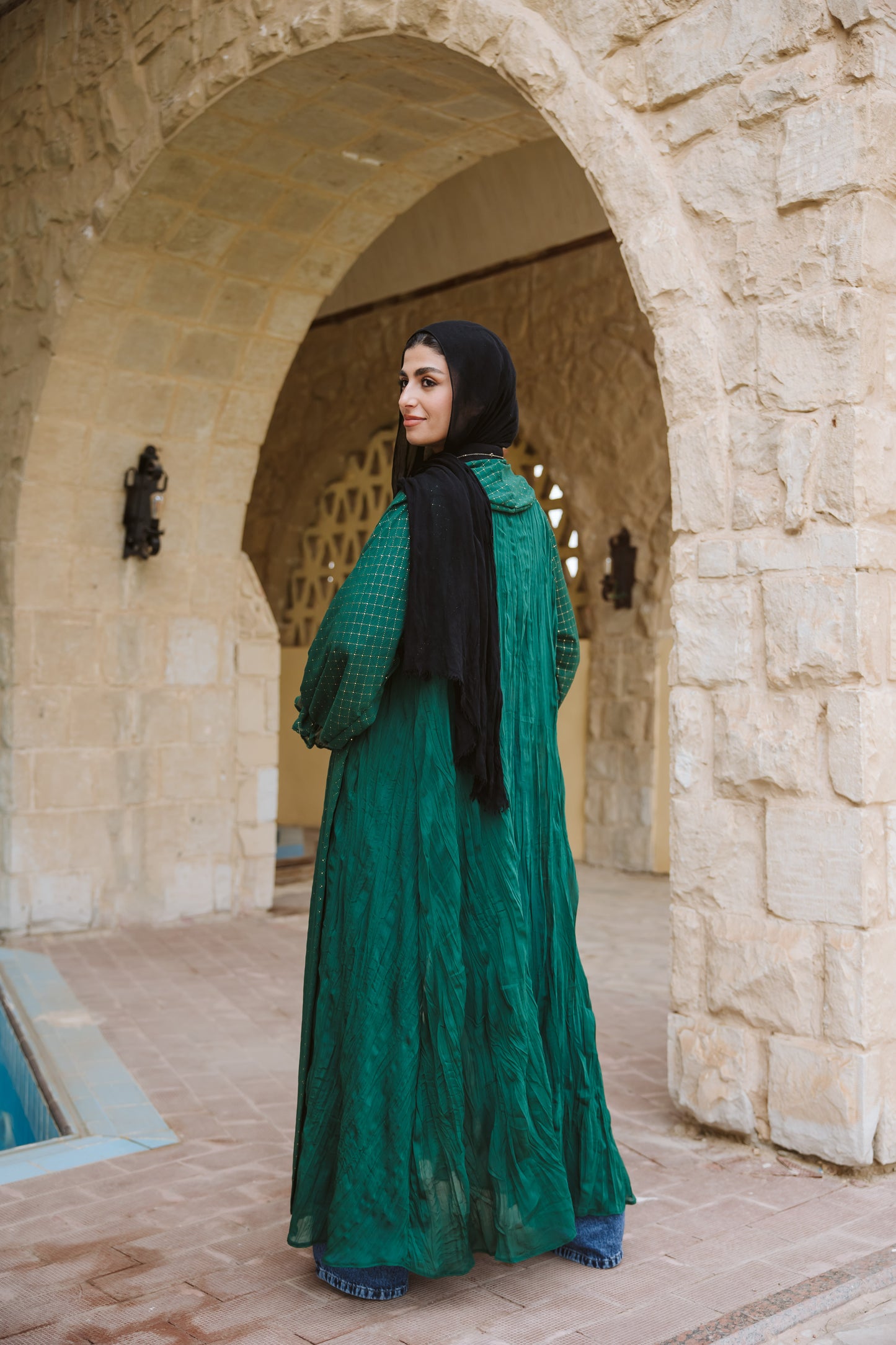 Sahar Kaftan in Emerald Green