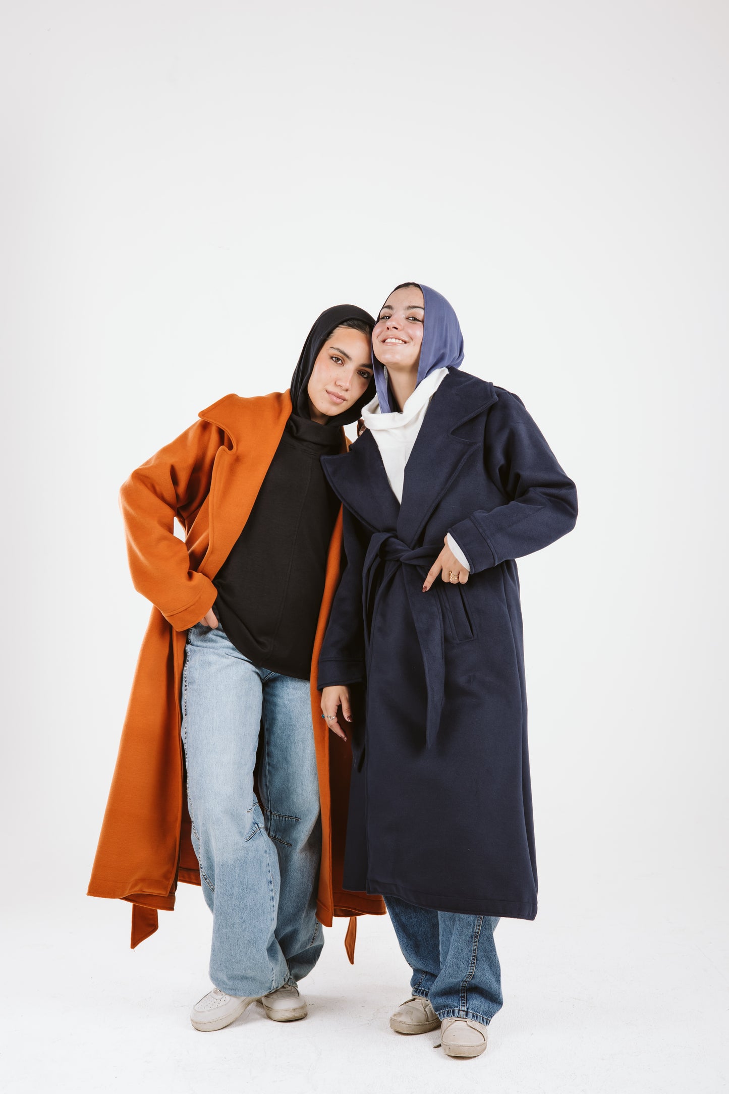 Woolen Trench Coat in Navy Blue