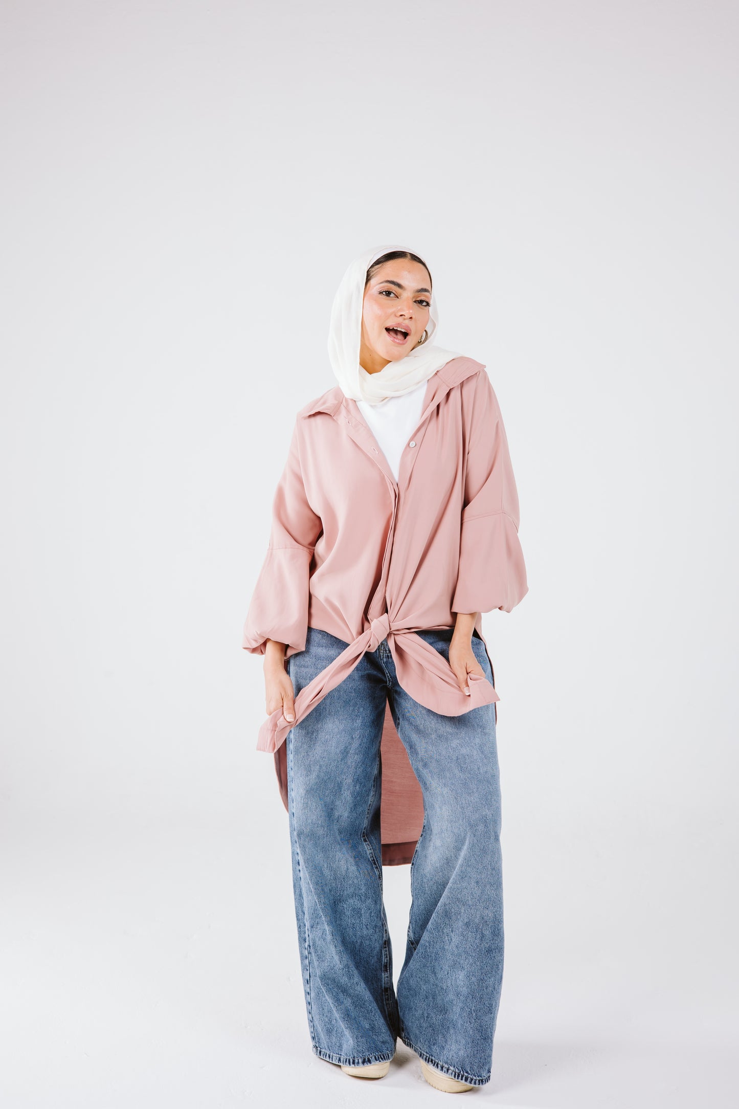 Puffy Sleeves Shirt in Dusty Pink