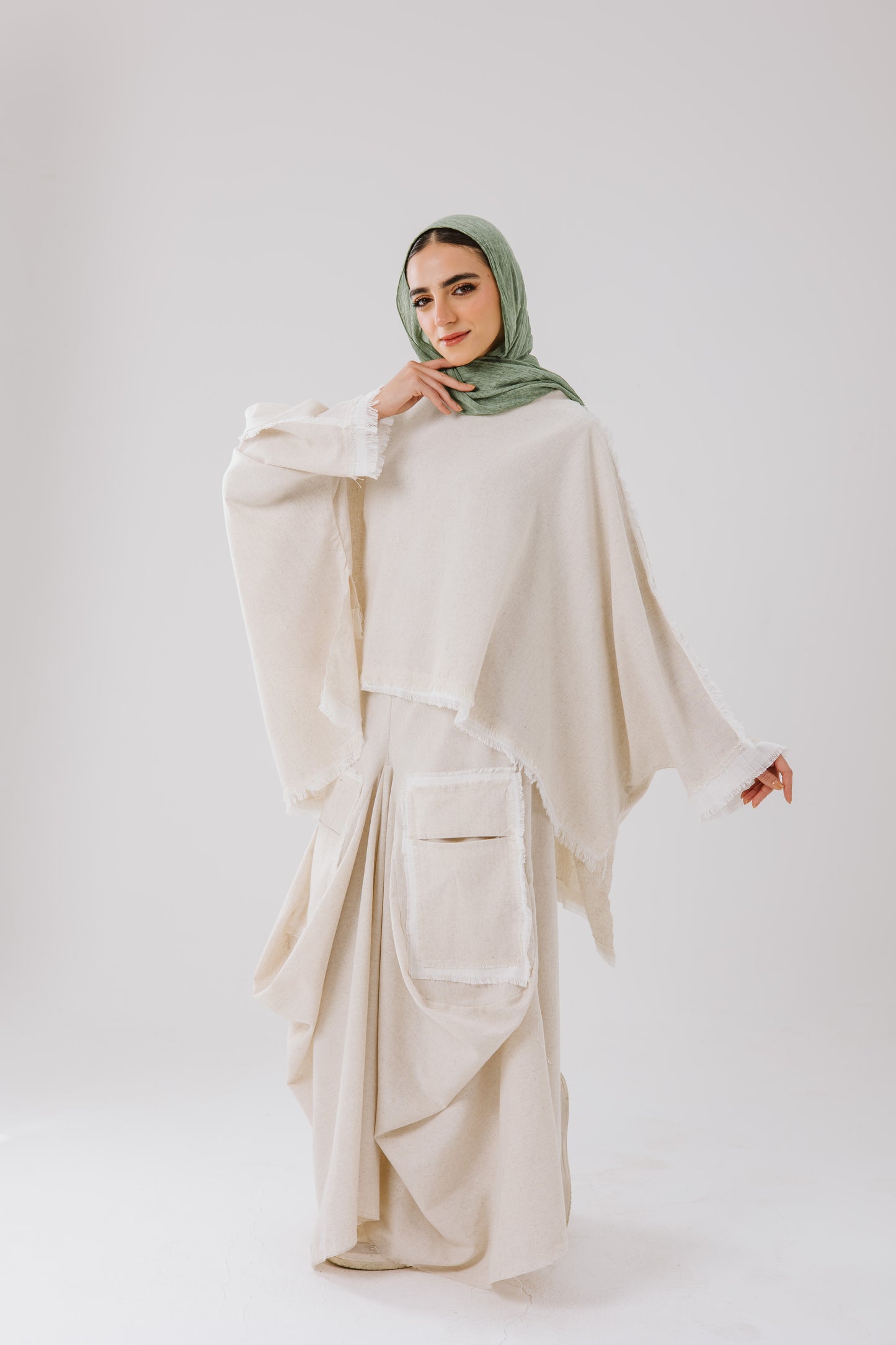 Linen oversized High Low Linen Top in Beige