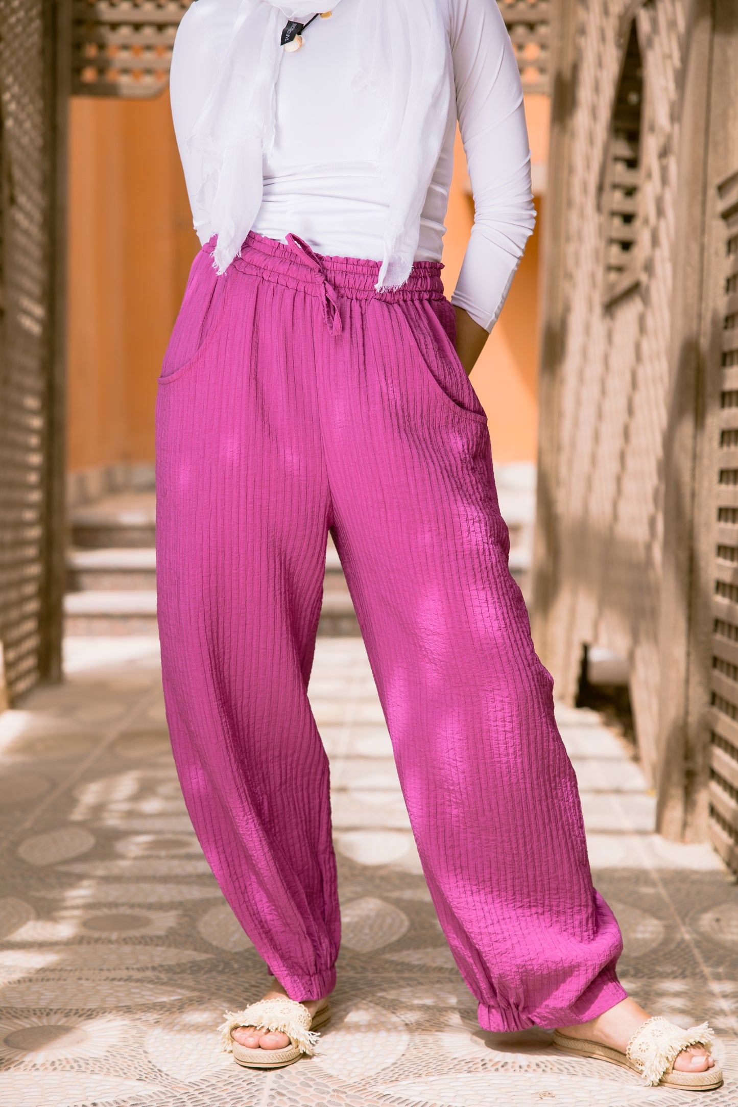 Puffy Sleeves Pleated Set in Mulberry