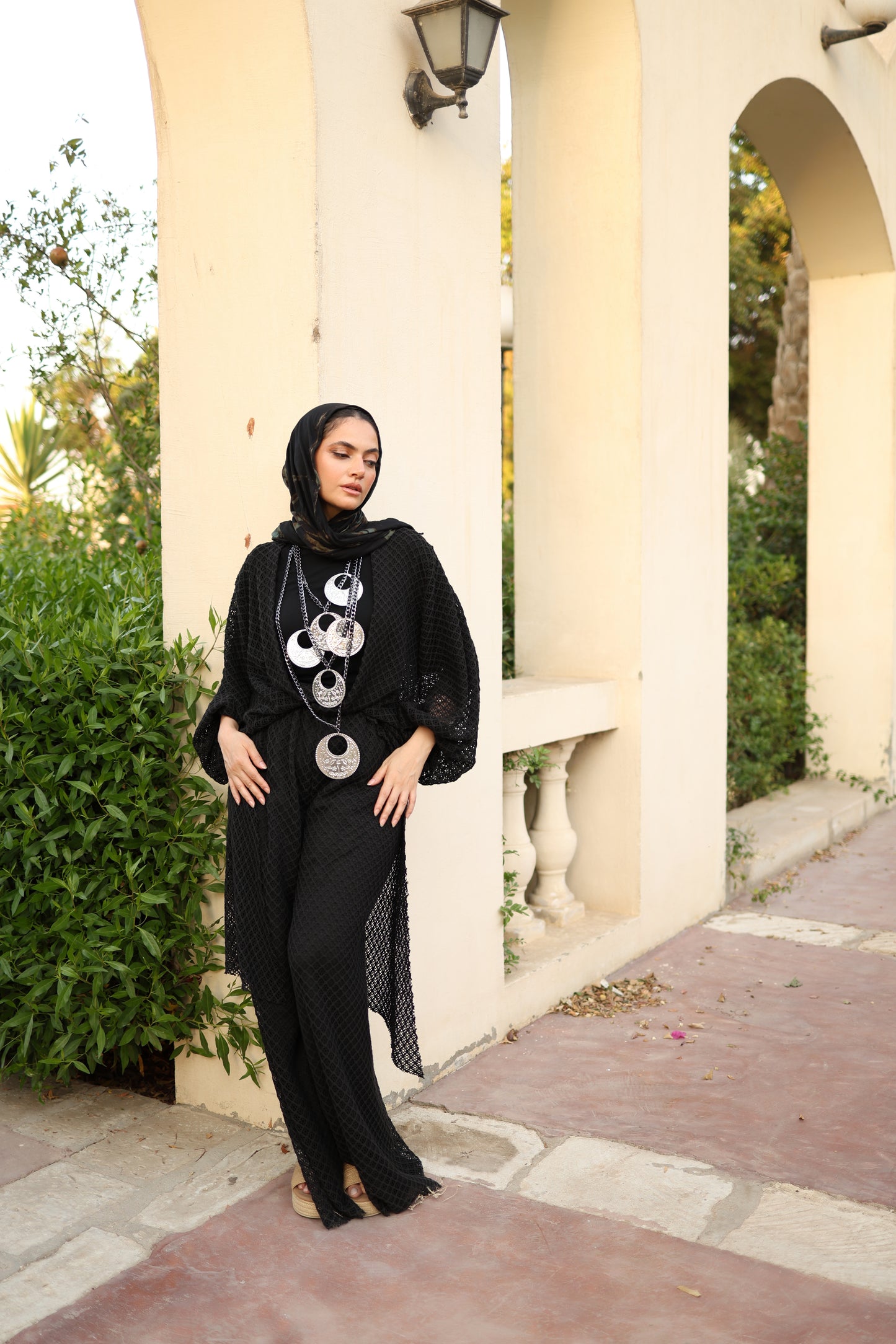 Cardigan Net Set in Black