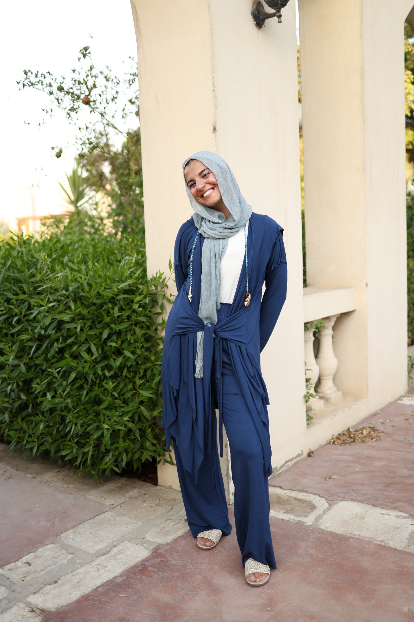 Asymmetrical Wrap Set in Navy Blue