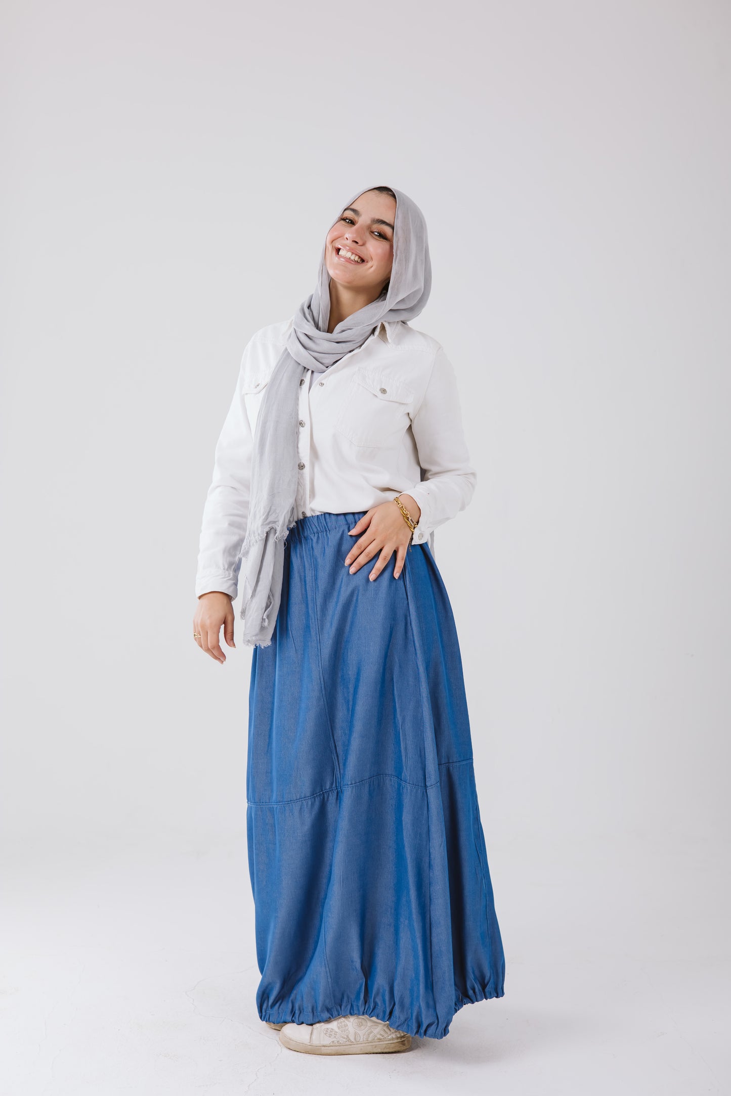 Parachute Skirt Set in Denim Blue