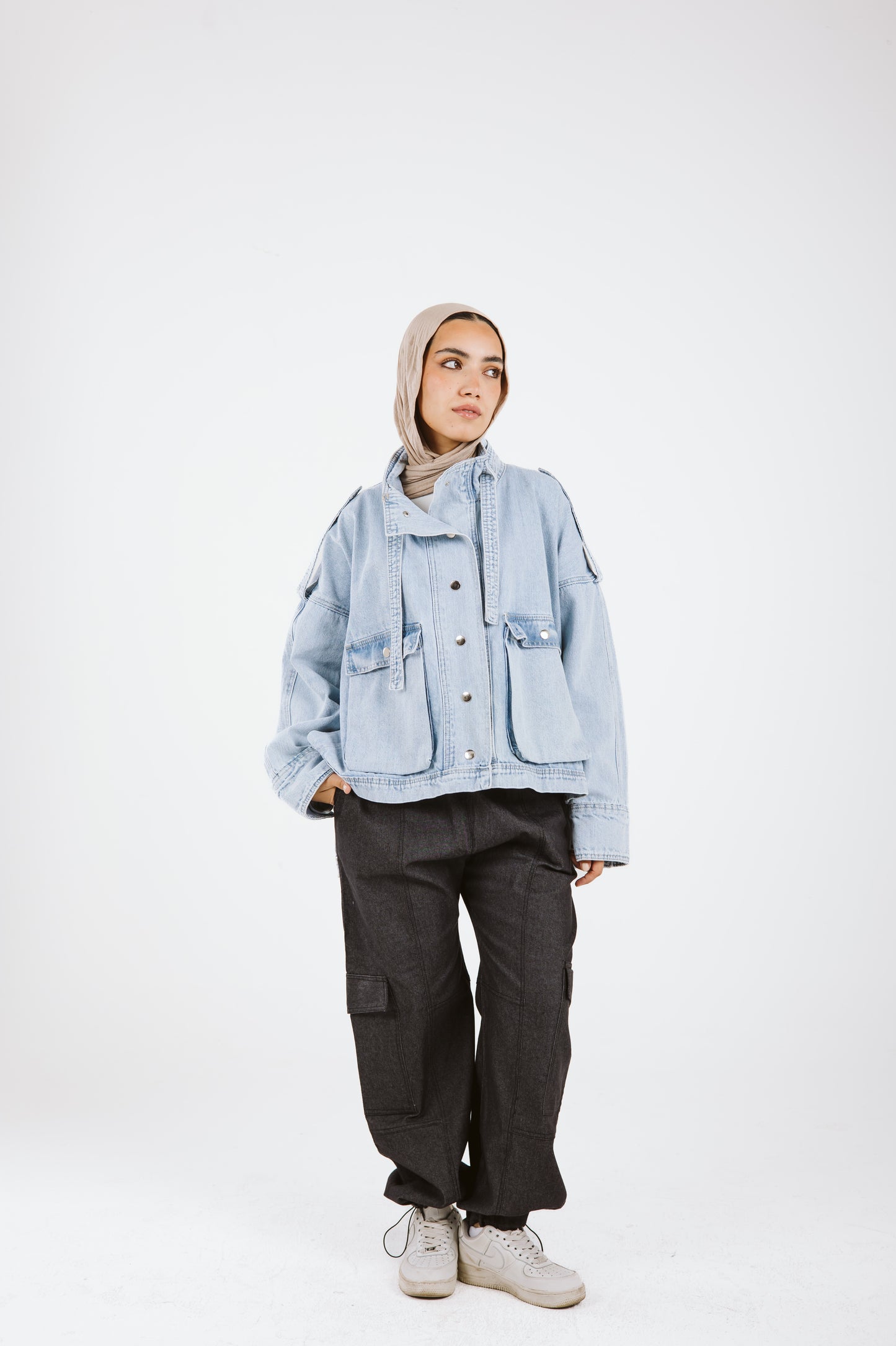 Pockets Denim High Low Jacket