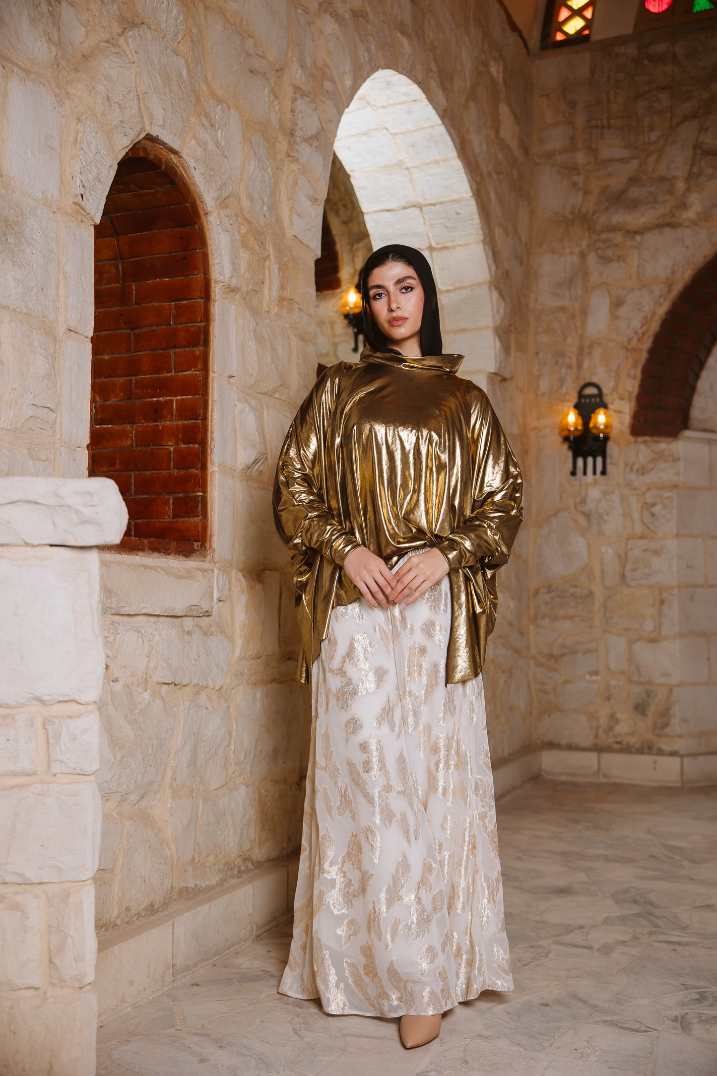 Royal Flowy Pants in Off White