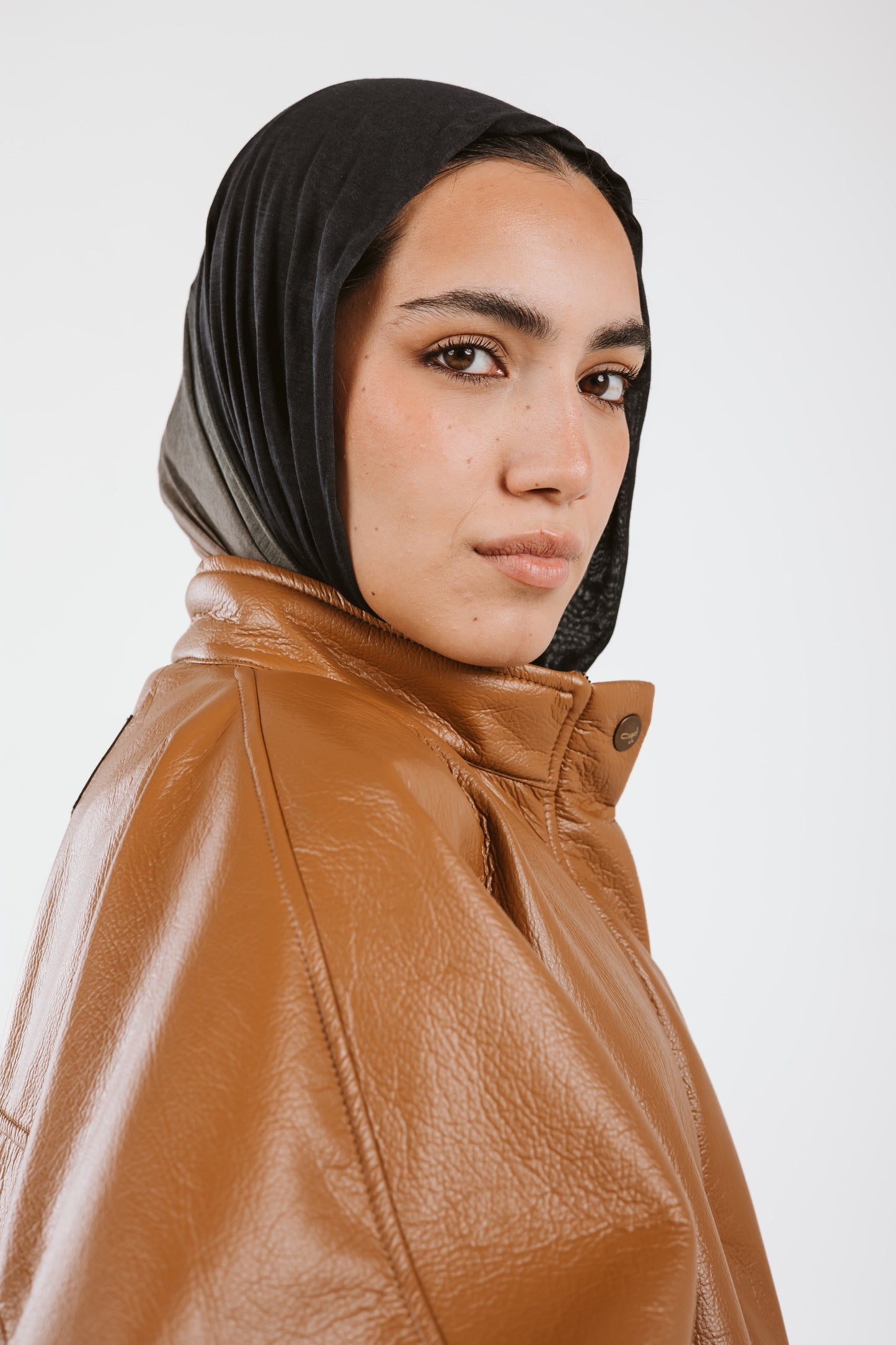 Oversized Leather Jacket in caramel