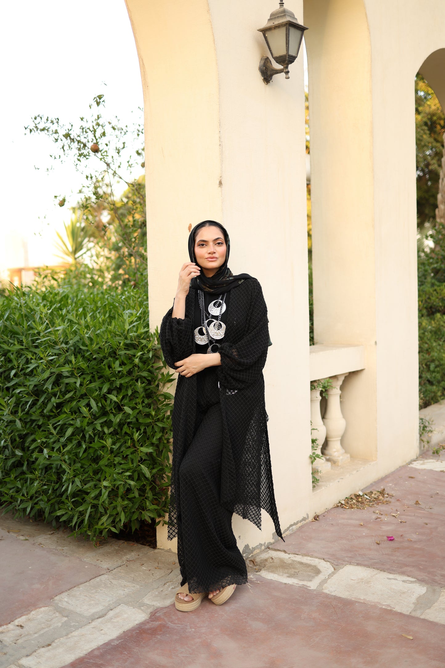 Cardigan Net Set in Black