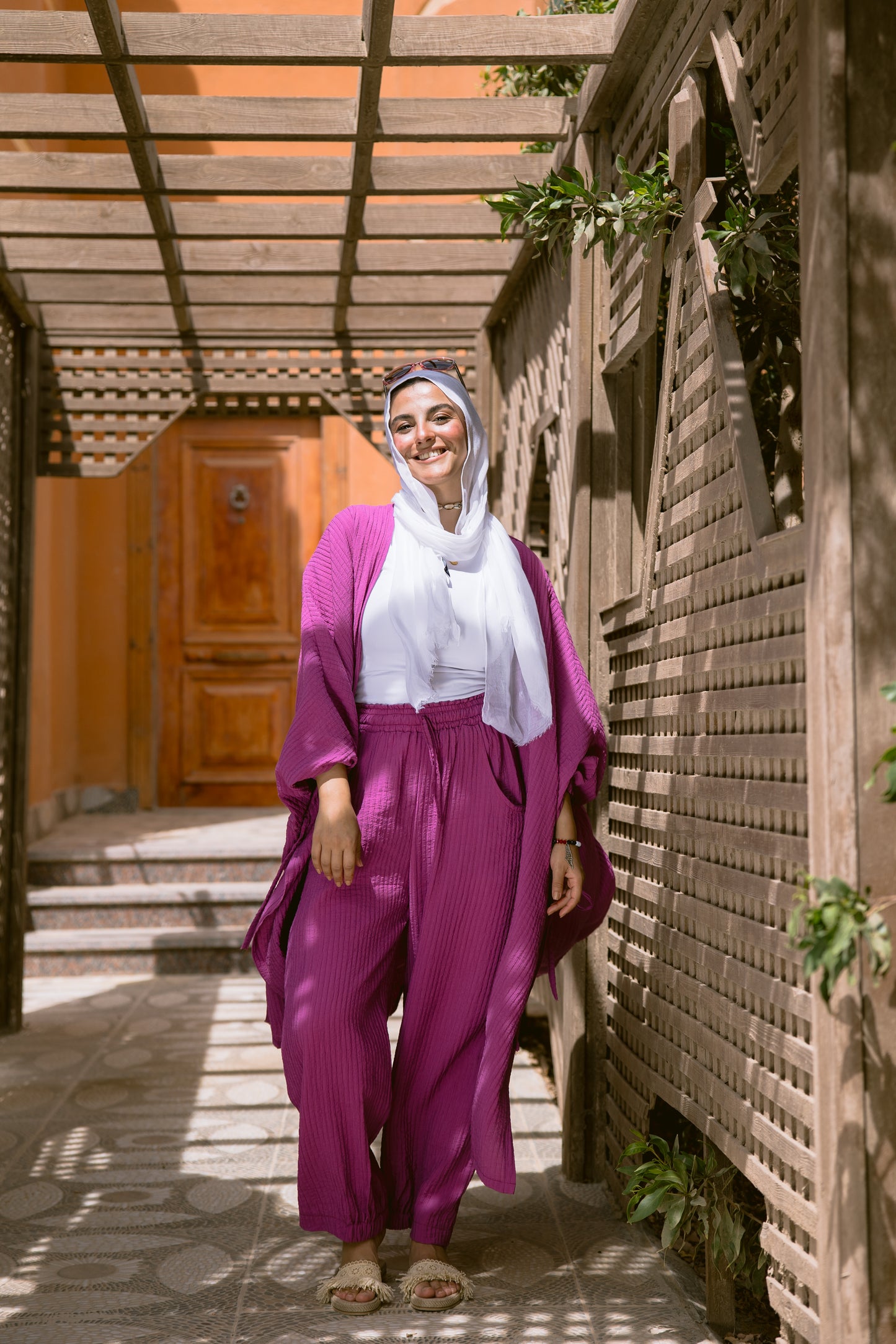 Puffy Sleeves Pleated Set in Mulberry