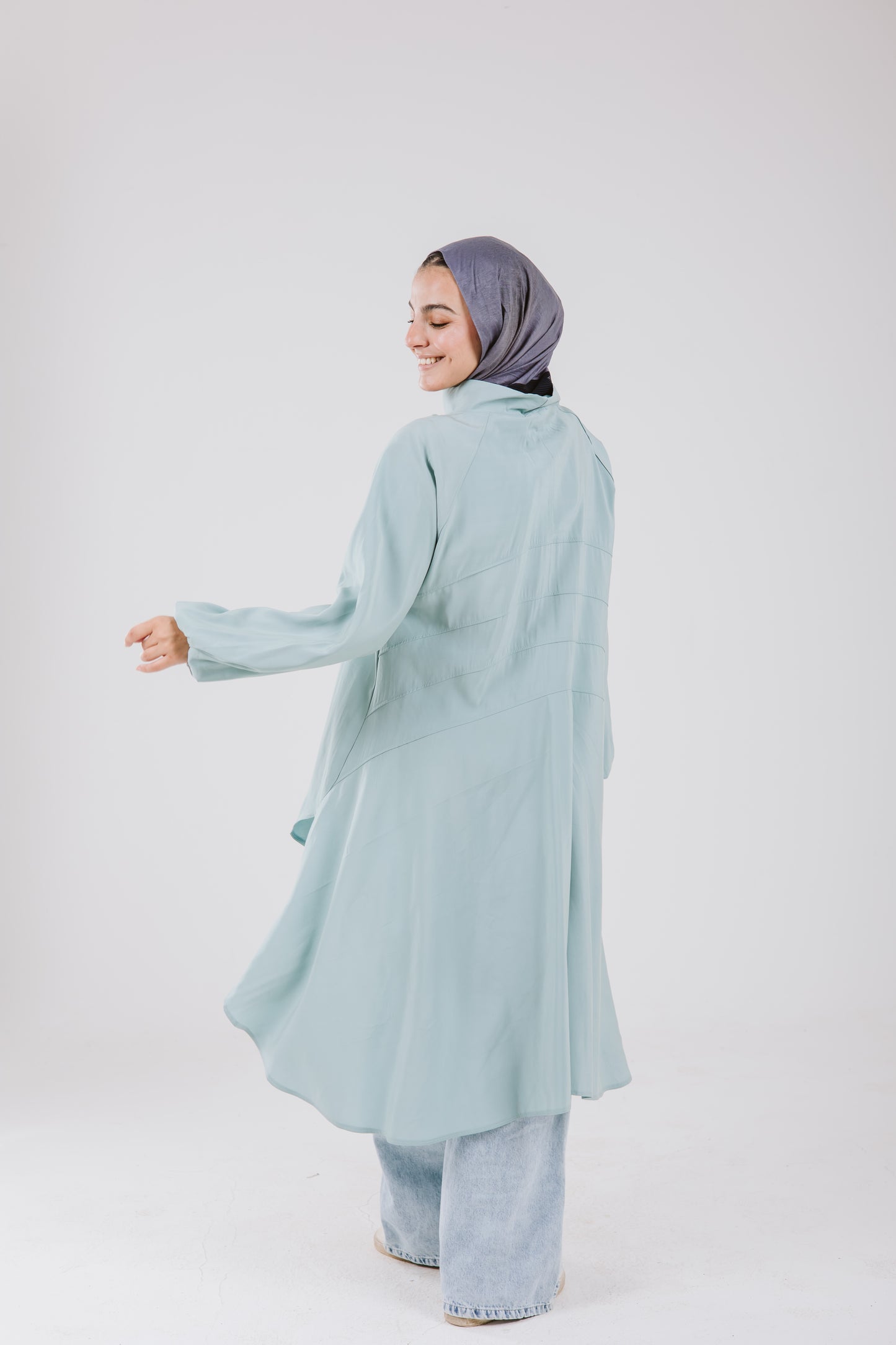 Puffy Sleeves Back Stripes Top in Mint