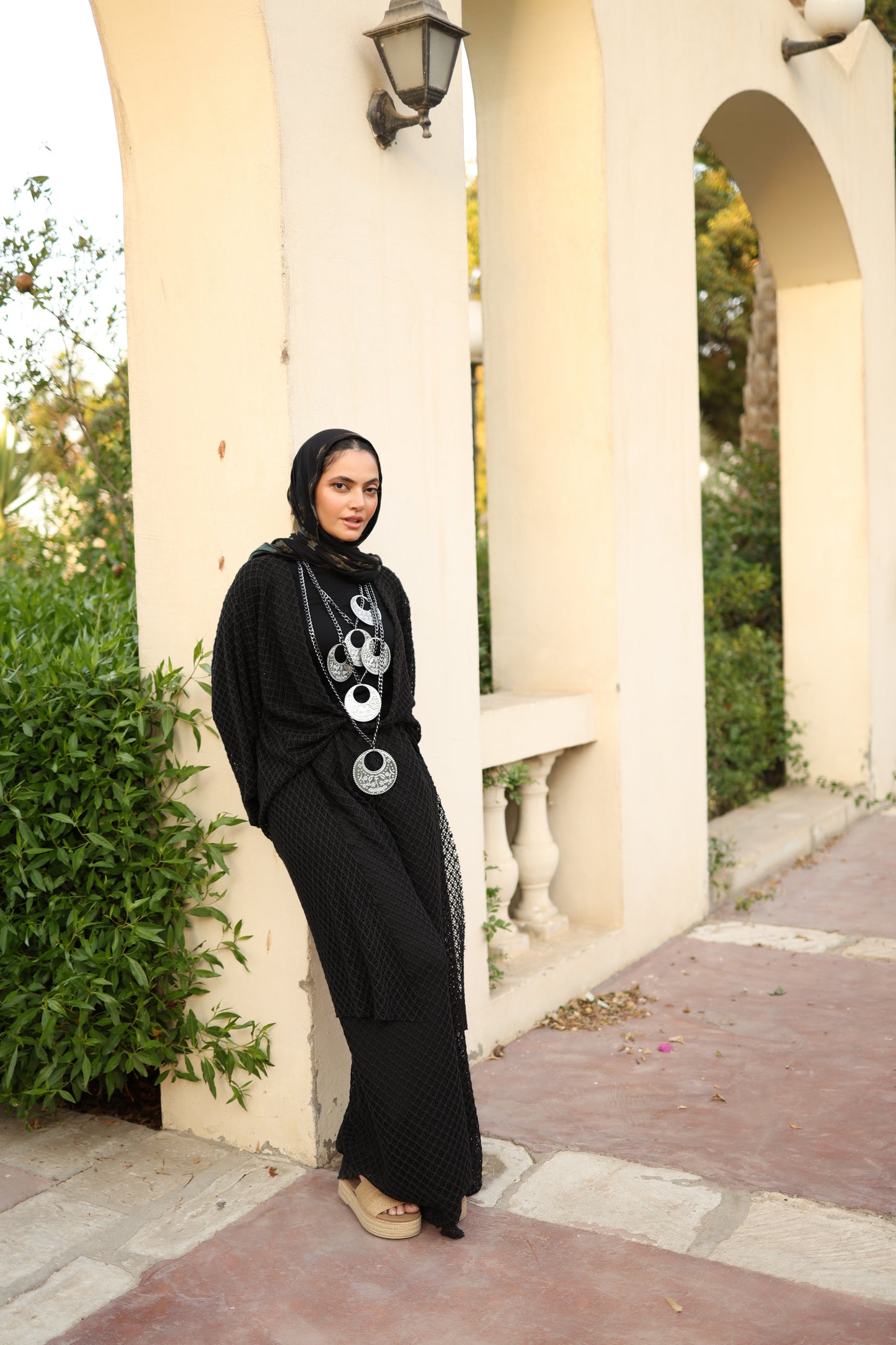 Cardigan Net Set in Black