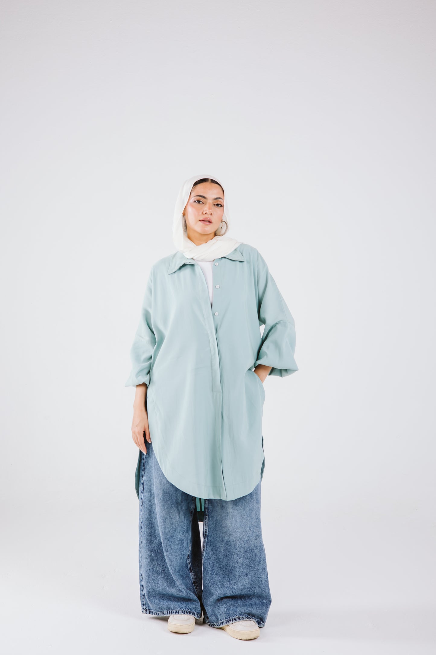 Puffy Sleeves Shirt in in Mint