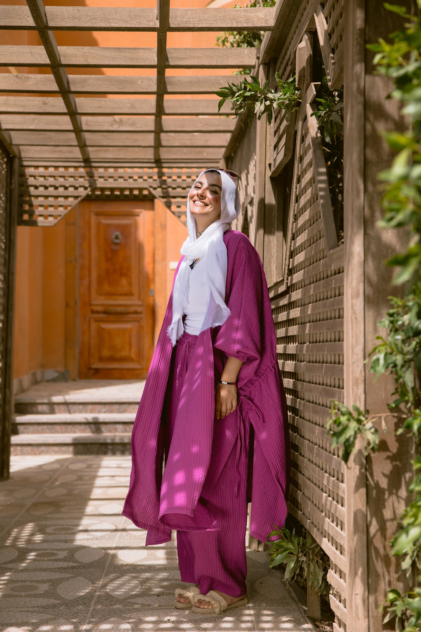 Puffy Sleeves Pleated Set in Mulberry
