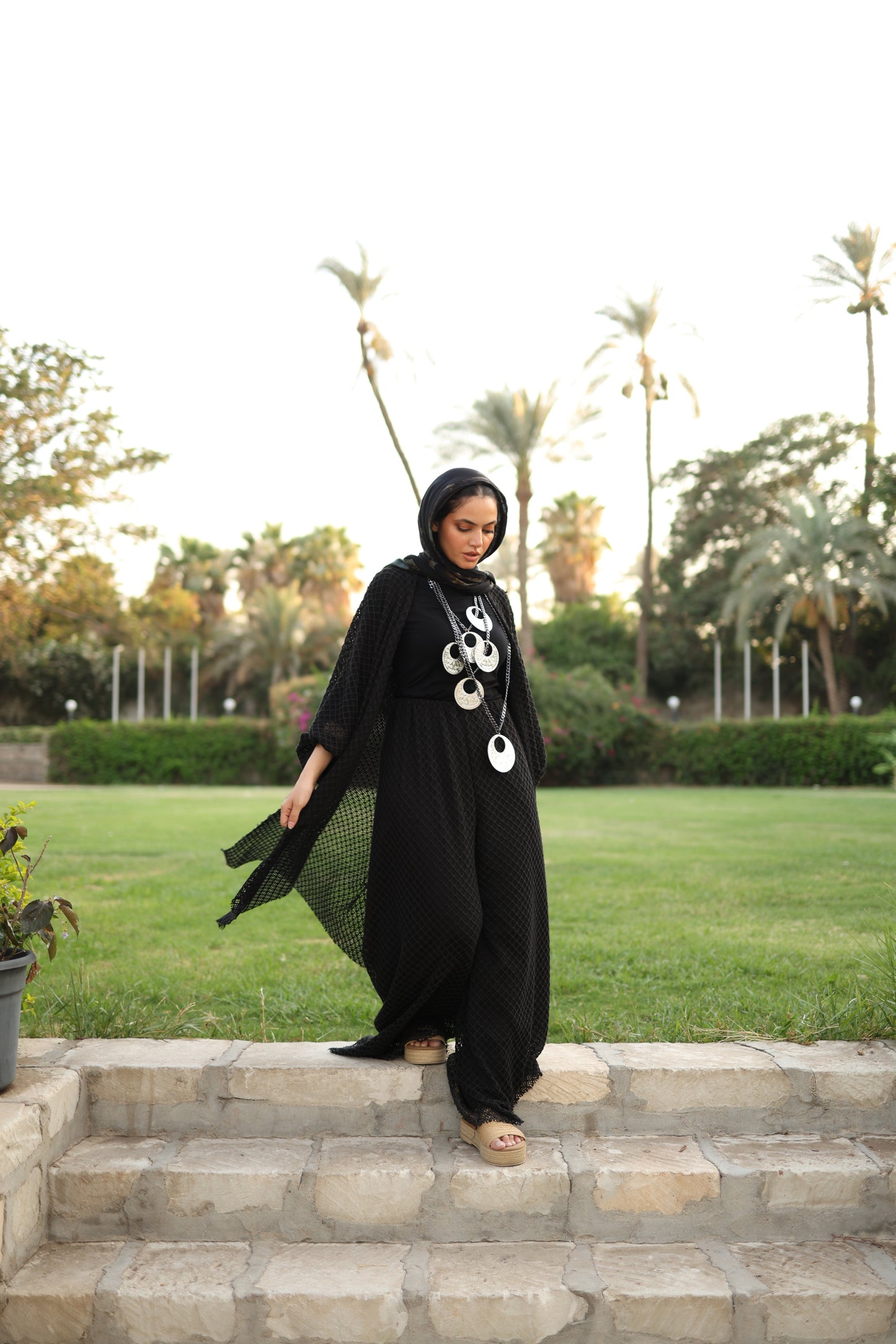 Cardigan Net Set in Black