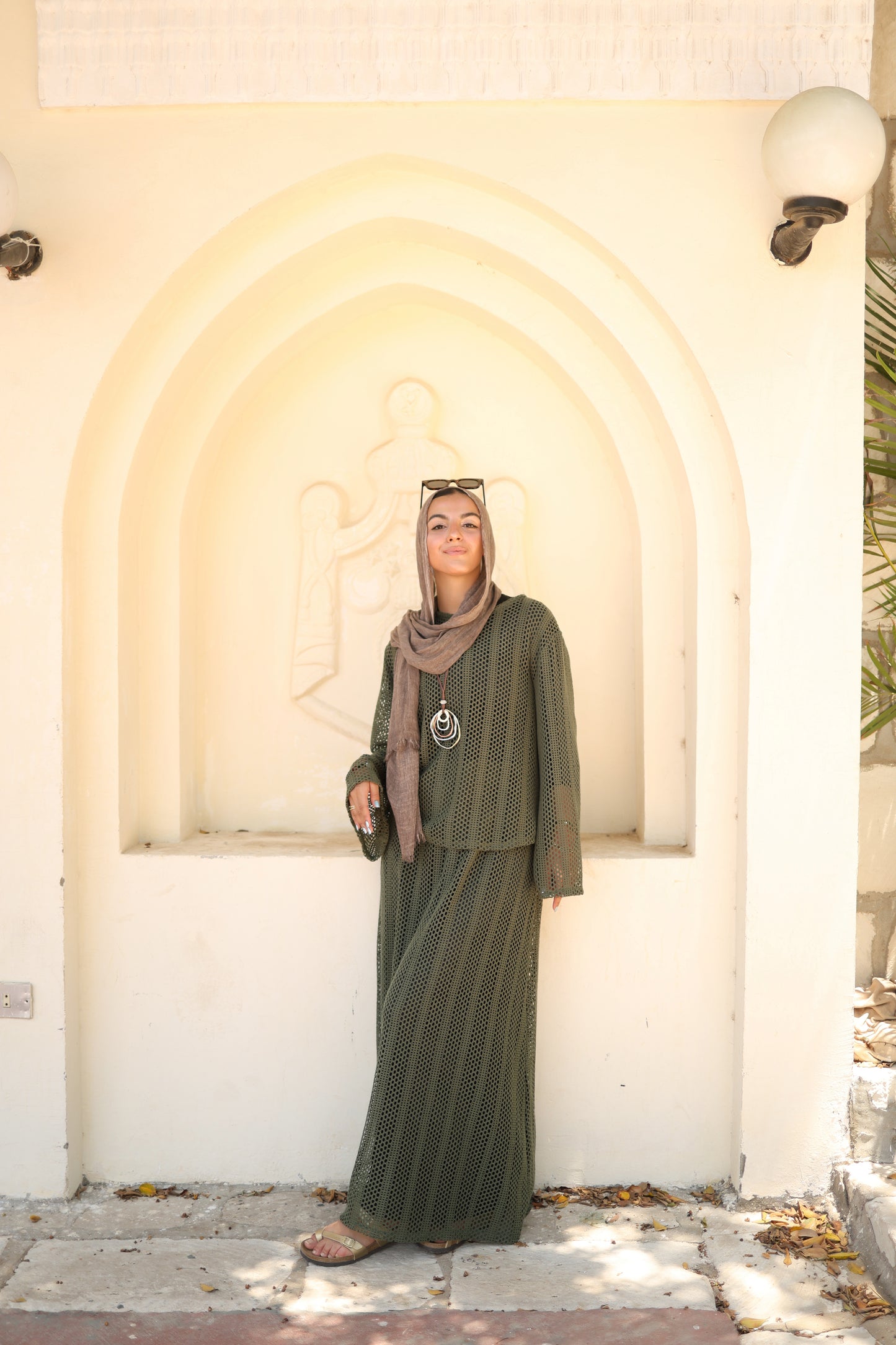 Knittned Skirt Set in Olive