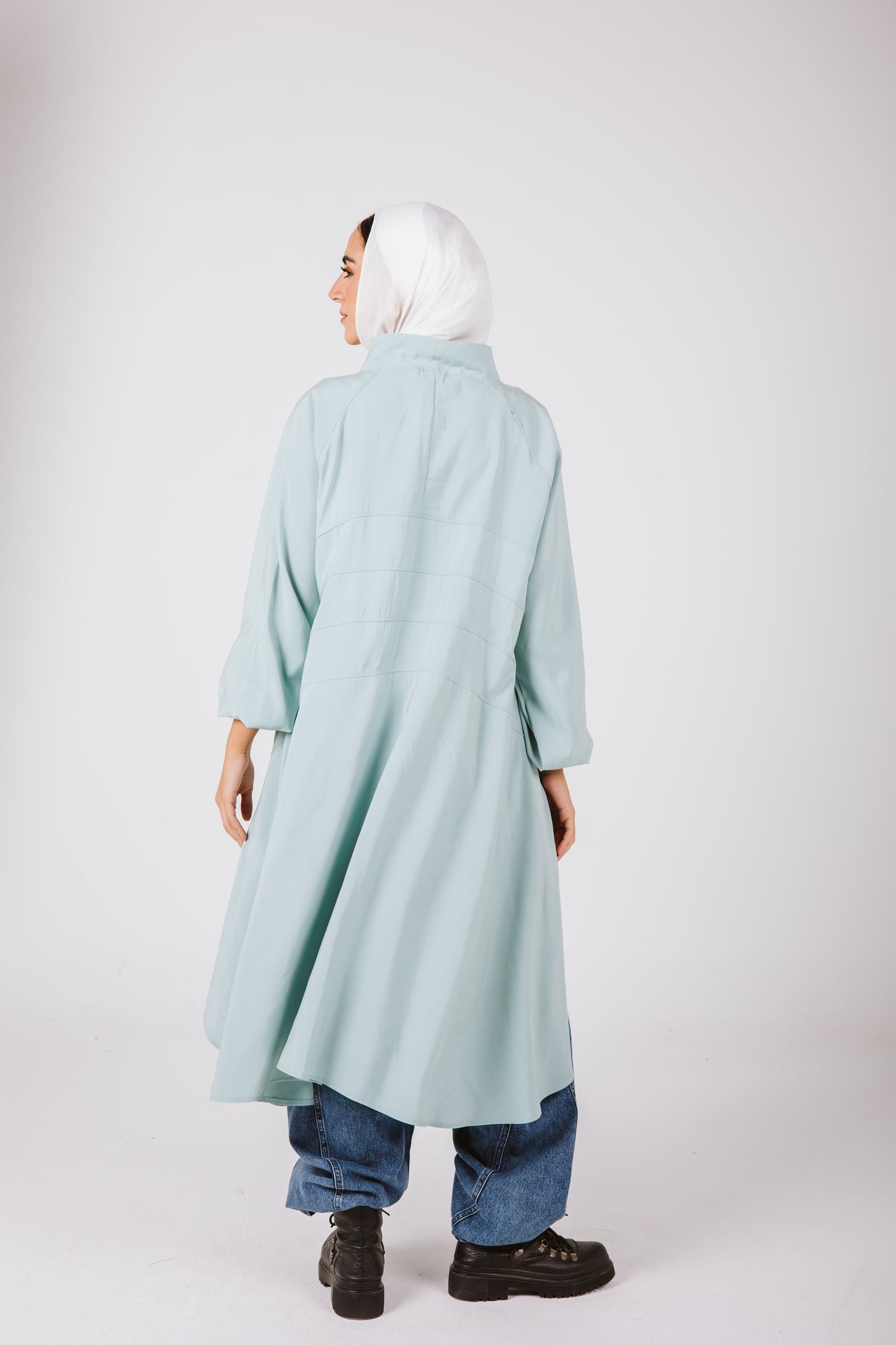 Puffy Sleeves Back Stripes Top in Mint