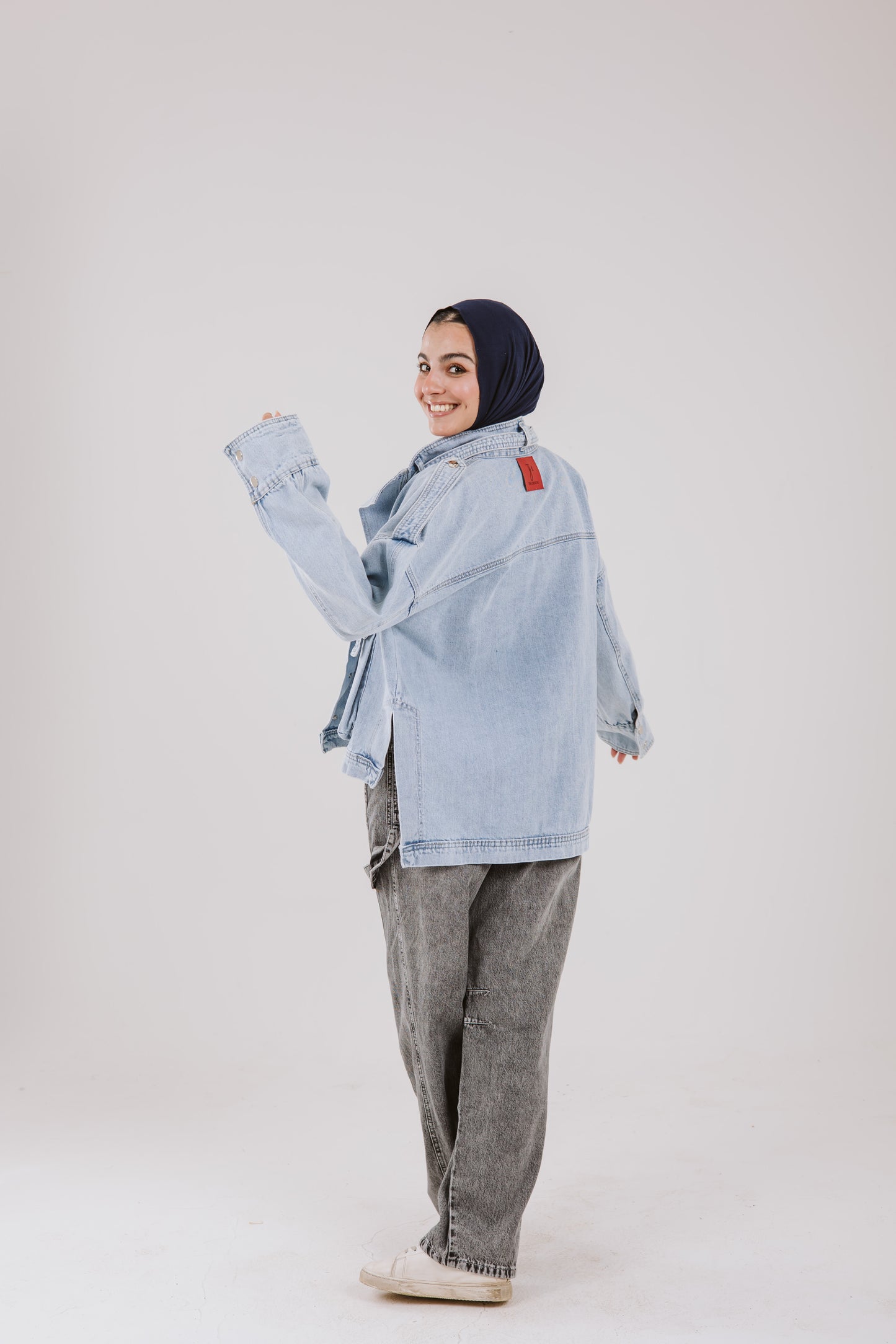 Pockets Denim High Low Jacket