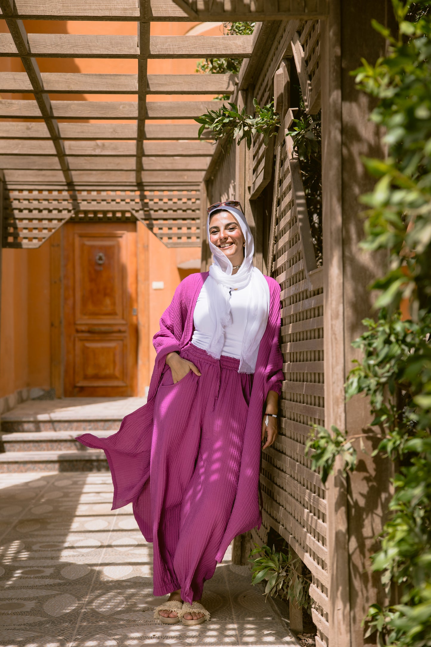 Puffy Sleeves Pleated Set in Mulberry