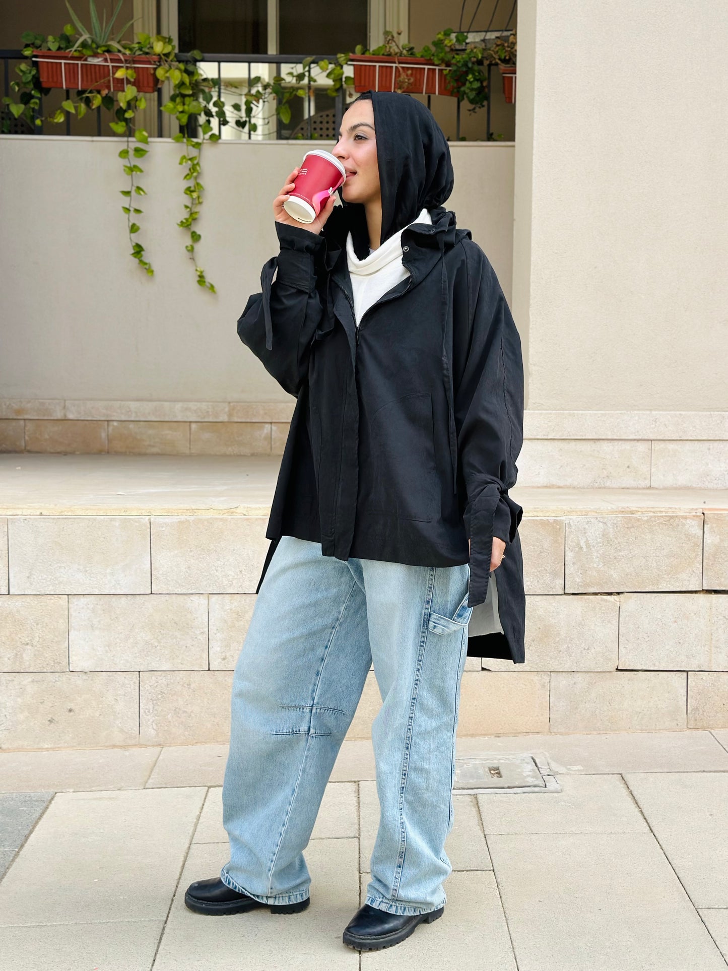 High Low oversized Jacket in Black