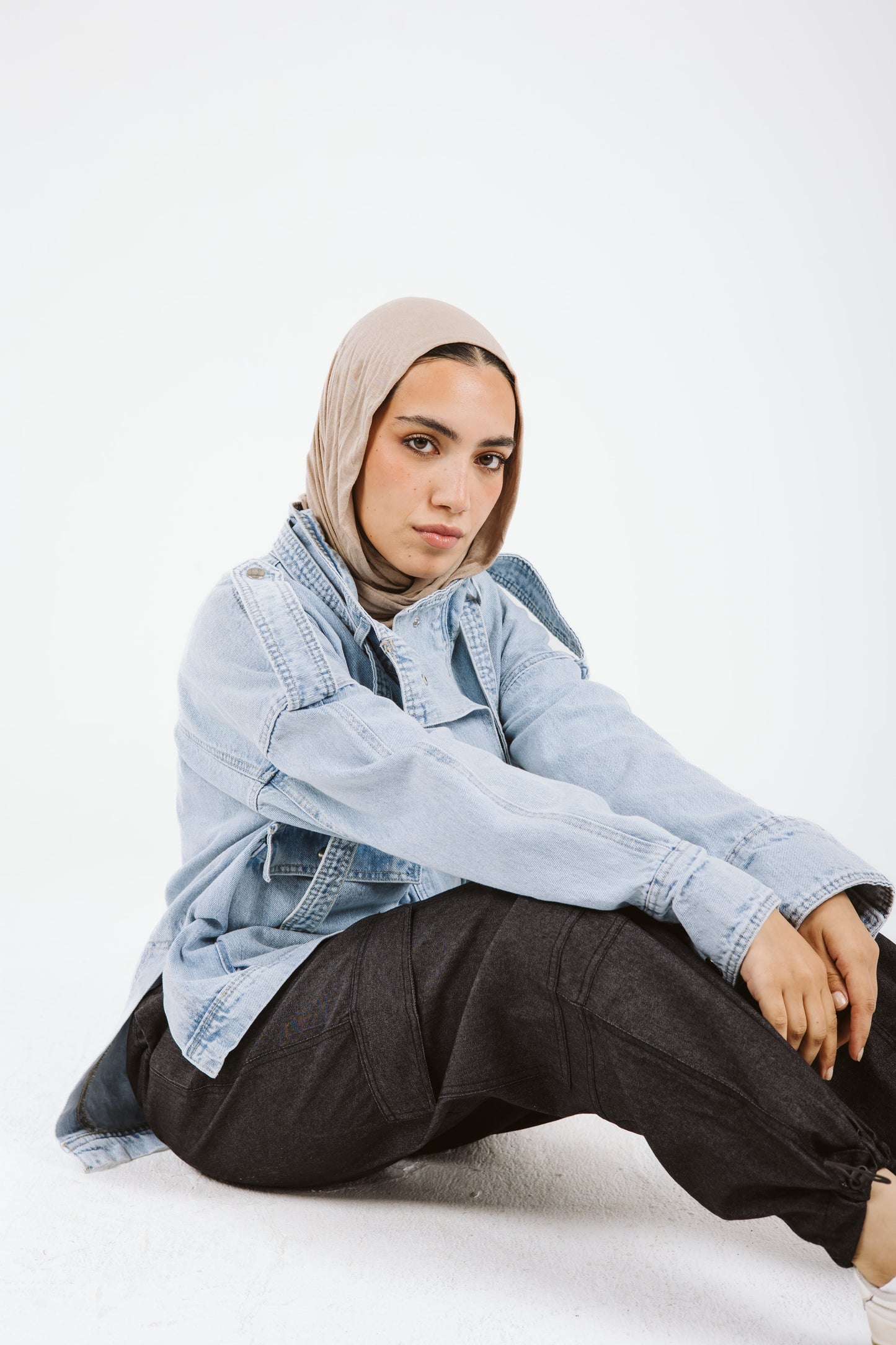 Pockets Denim High Low Jacket