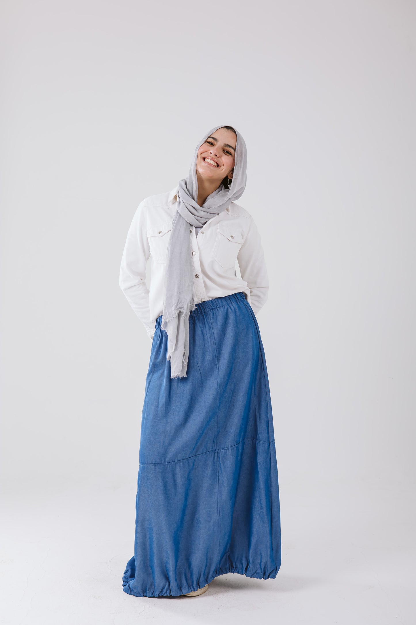 Parachute Skirt Set in Denim Blue