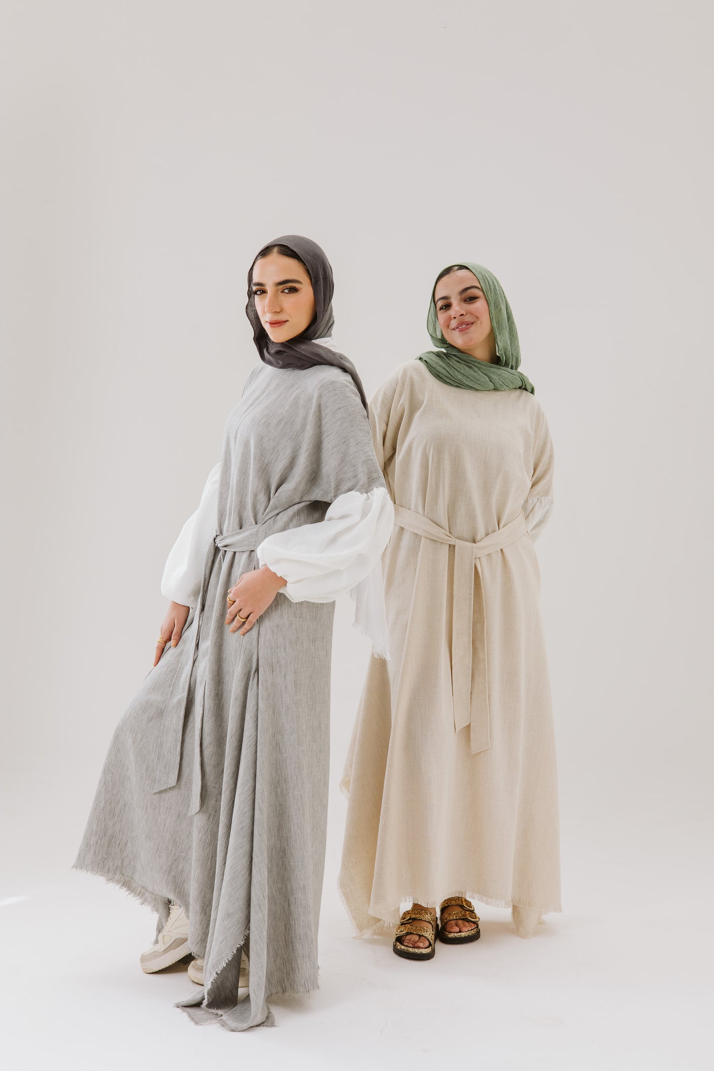 Asymmetrical Linen Wrap Dress in Grey