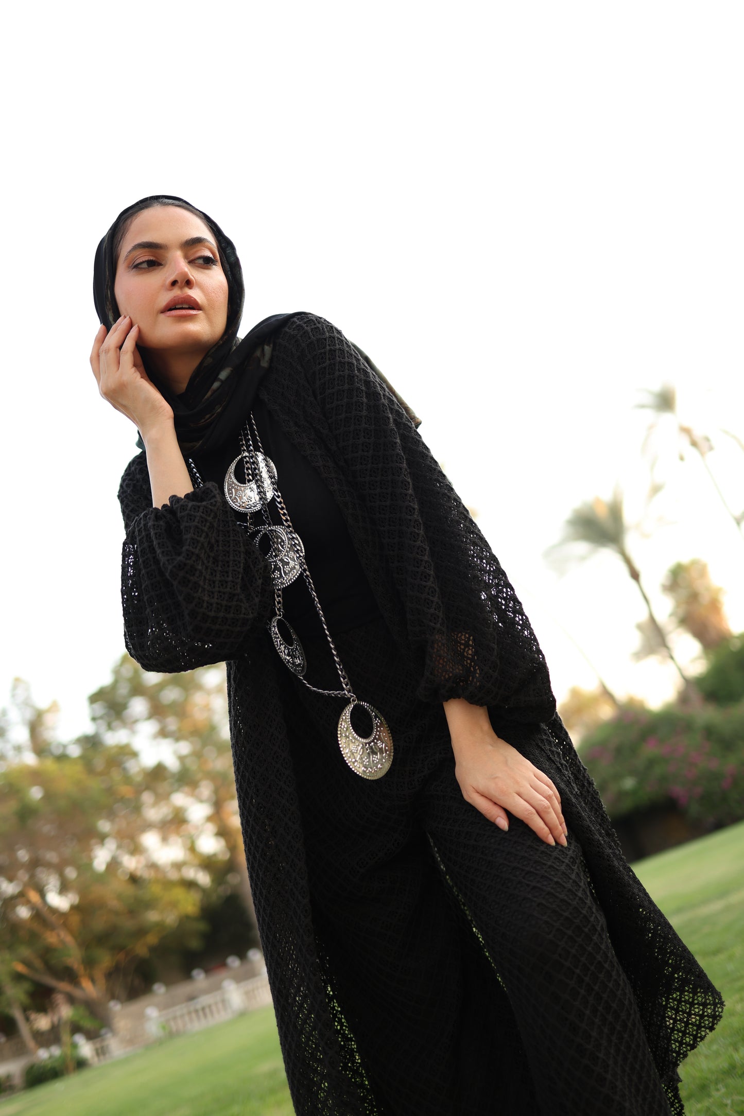 Cardigan Net Set in Black