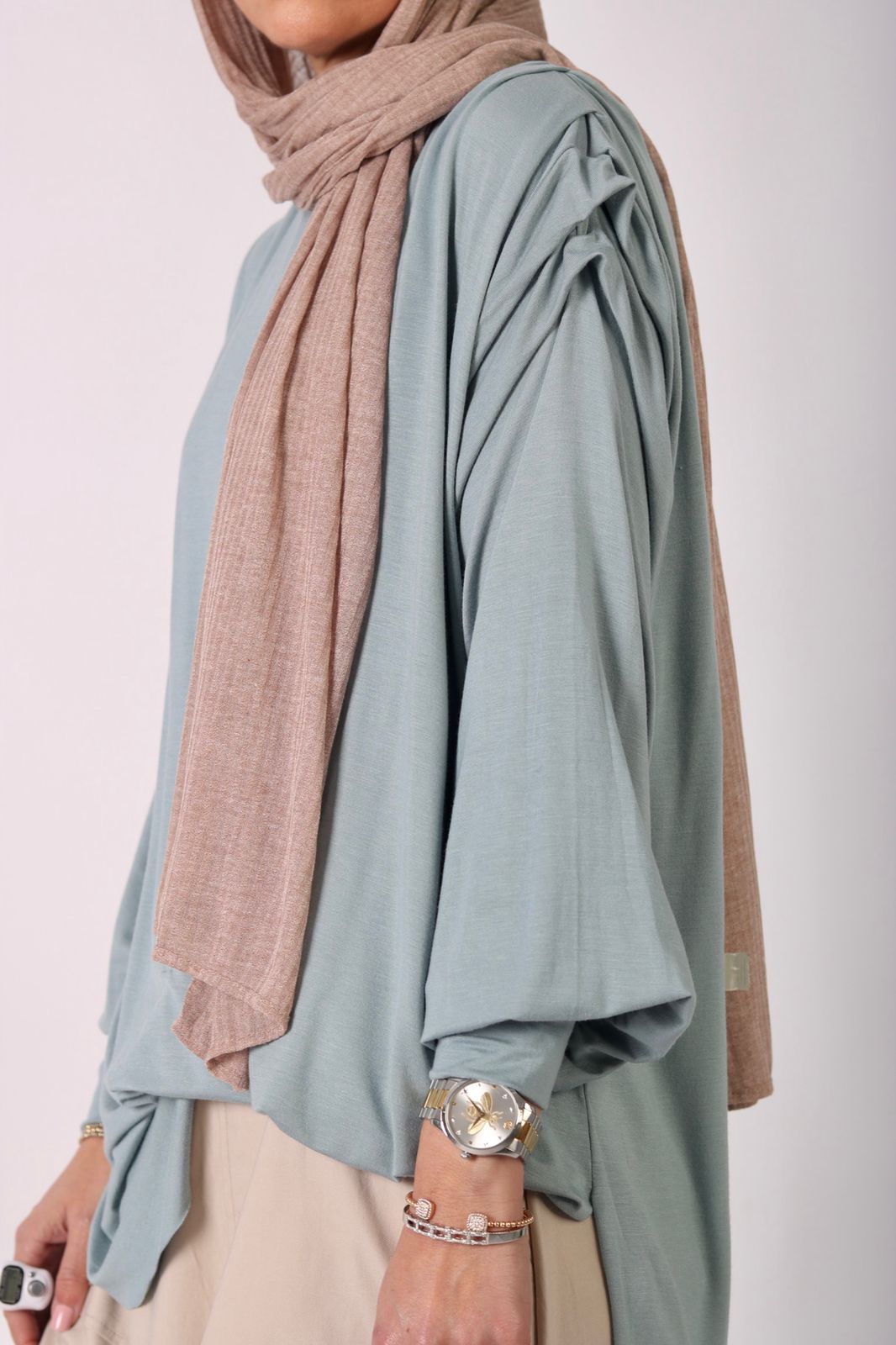 High Low Draped Sleeves Top in Mint