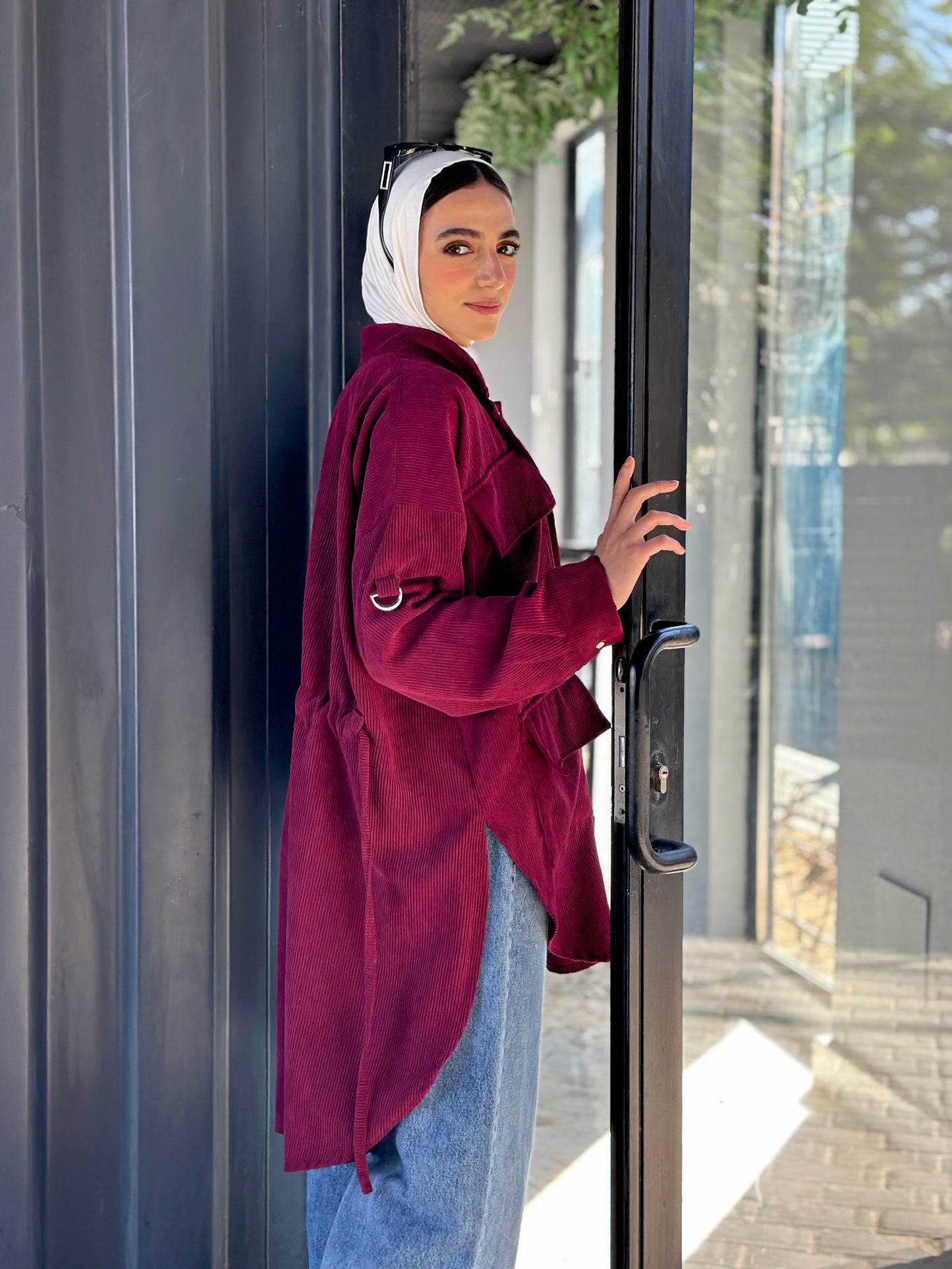 High Low Pockets Shirt in Burgundy