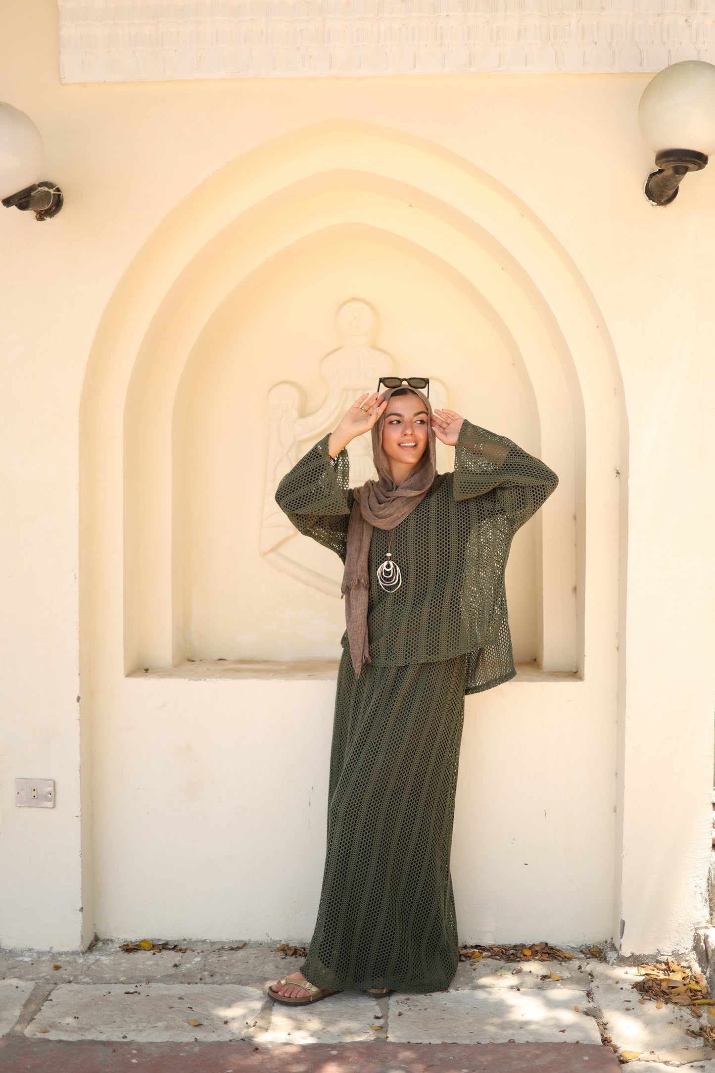 Knittned Skirt Set in Olive