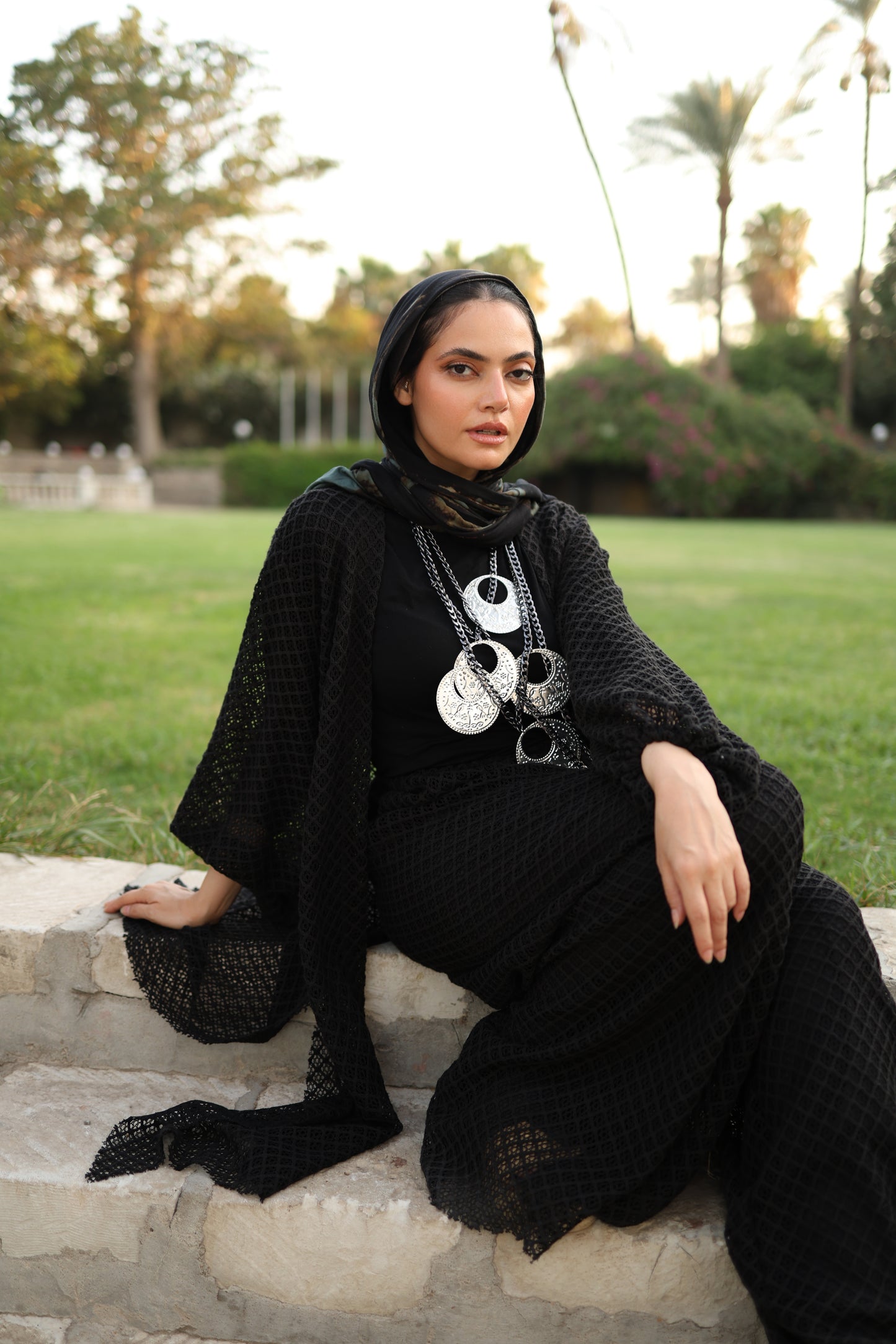 Cardigan Net Set in Black