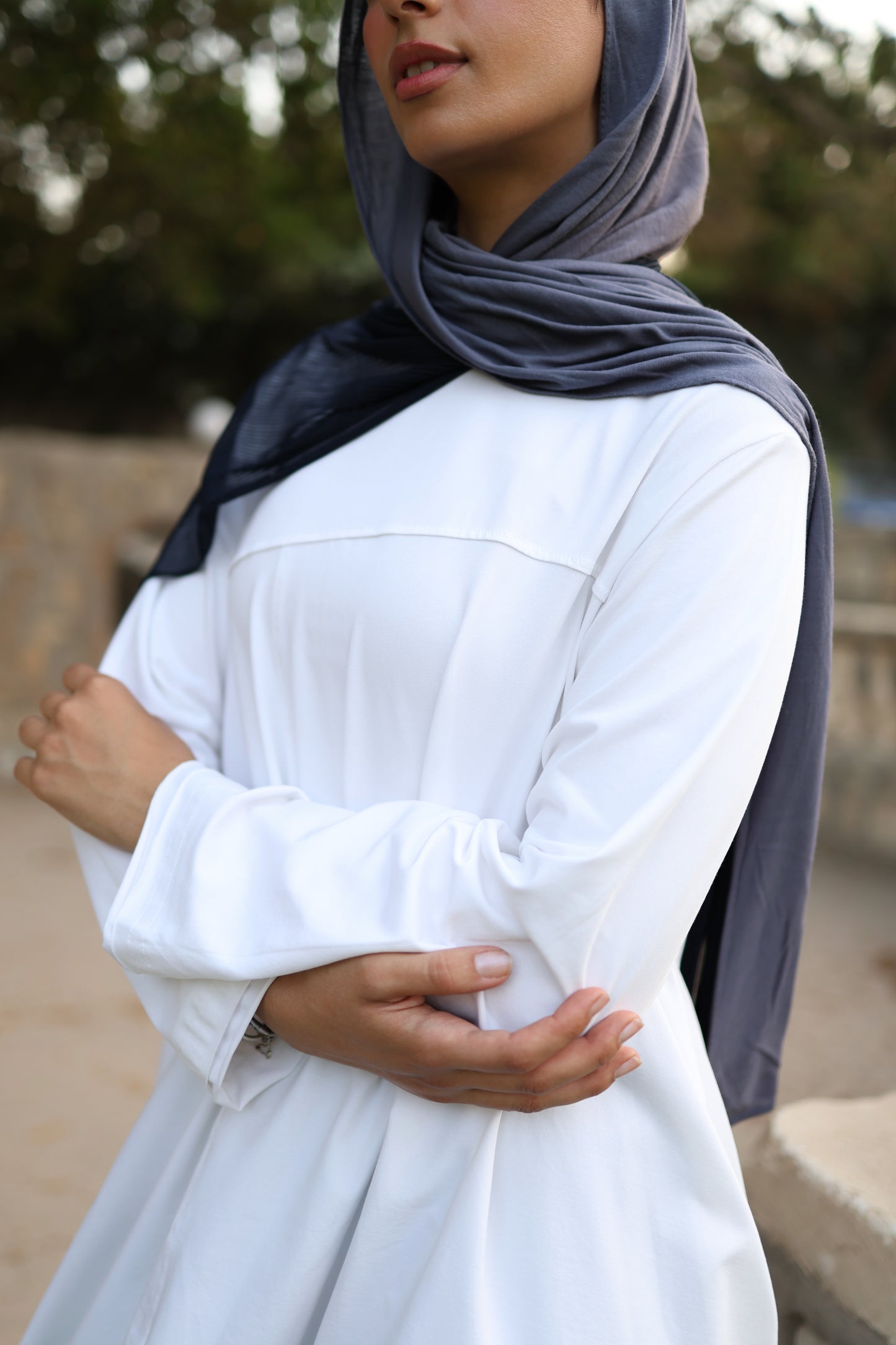 Long Side Cotton Top in White