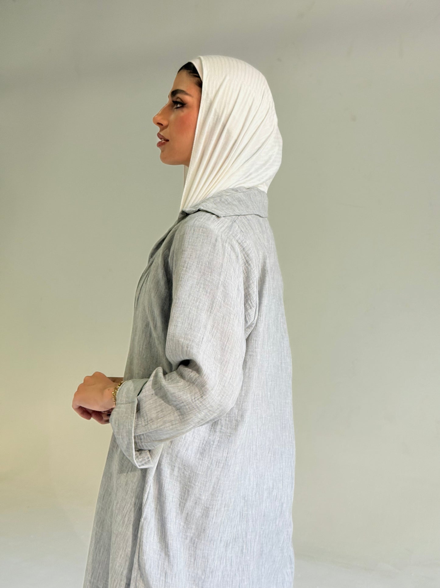 Long Linen Shirt in light Grey