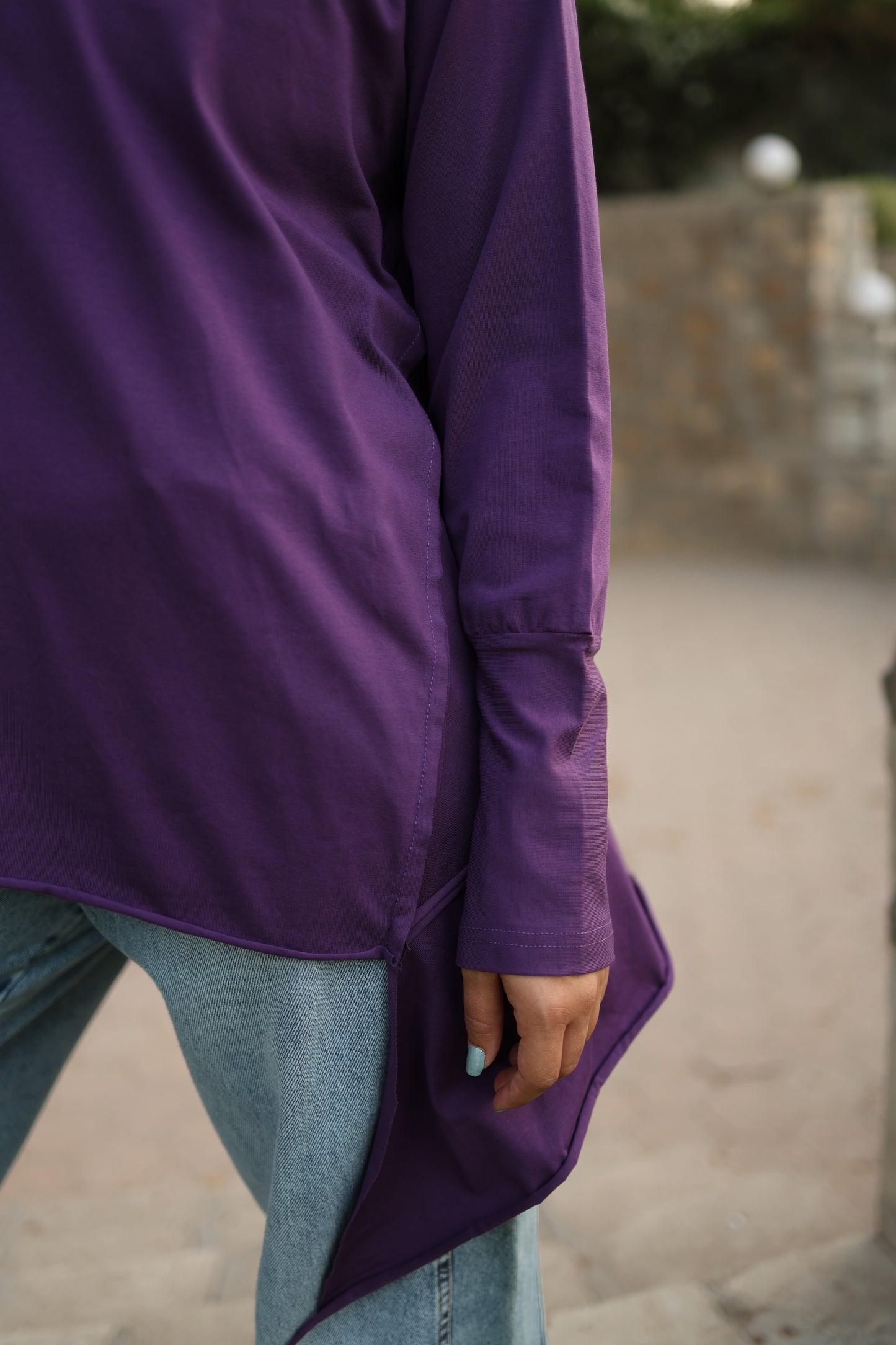 Stitches Side Cotton Top in Purple